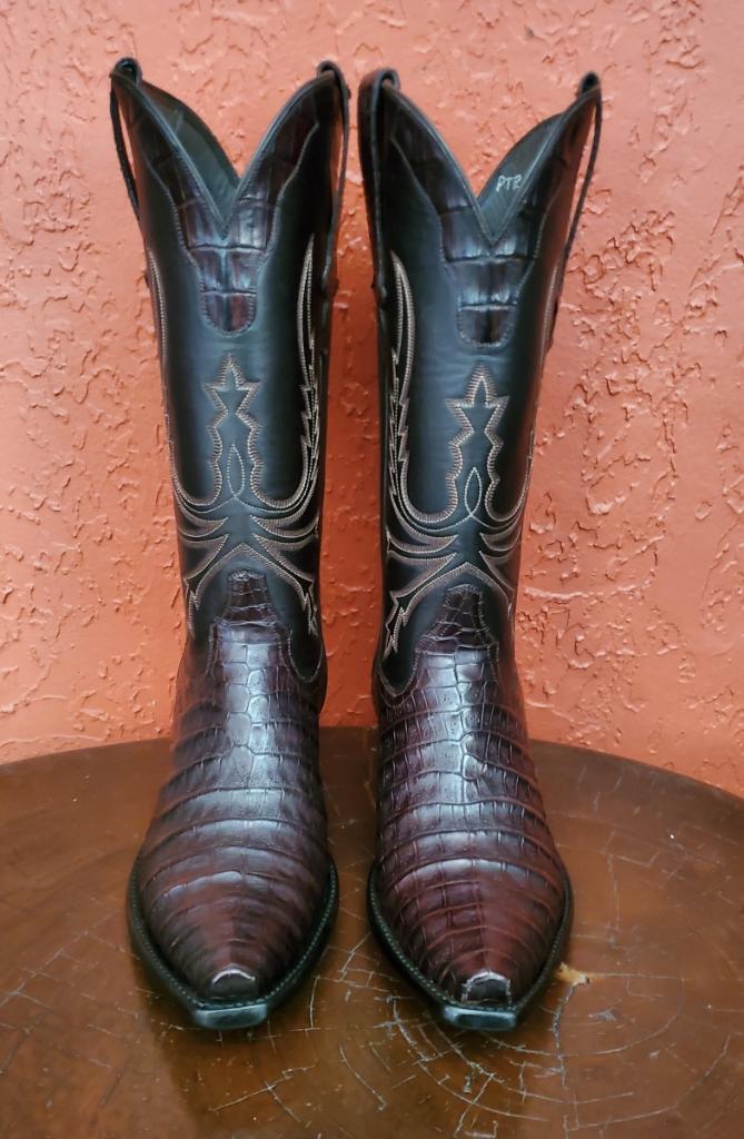 Caiman Belly with Calfskin Cowboy in Espresso