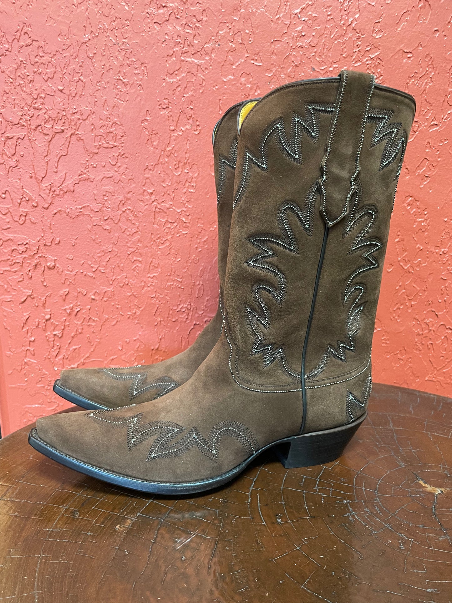 Barrel Goatskin Suede Cowboy