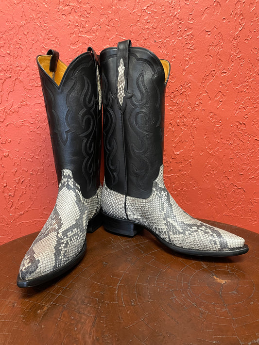 Homme Gris Et Blanc Python Cowboy