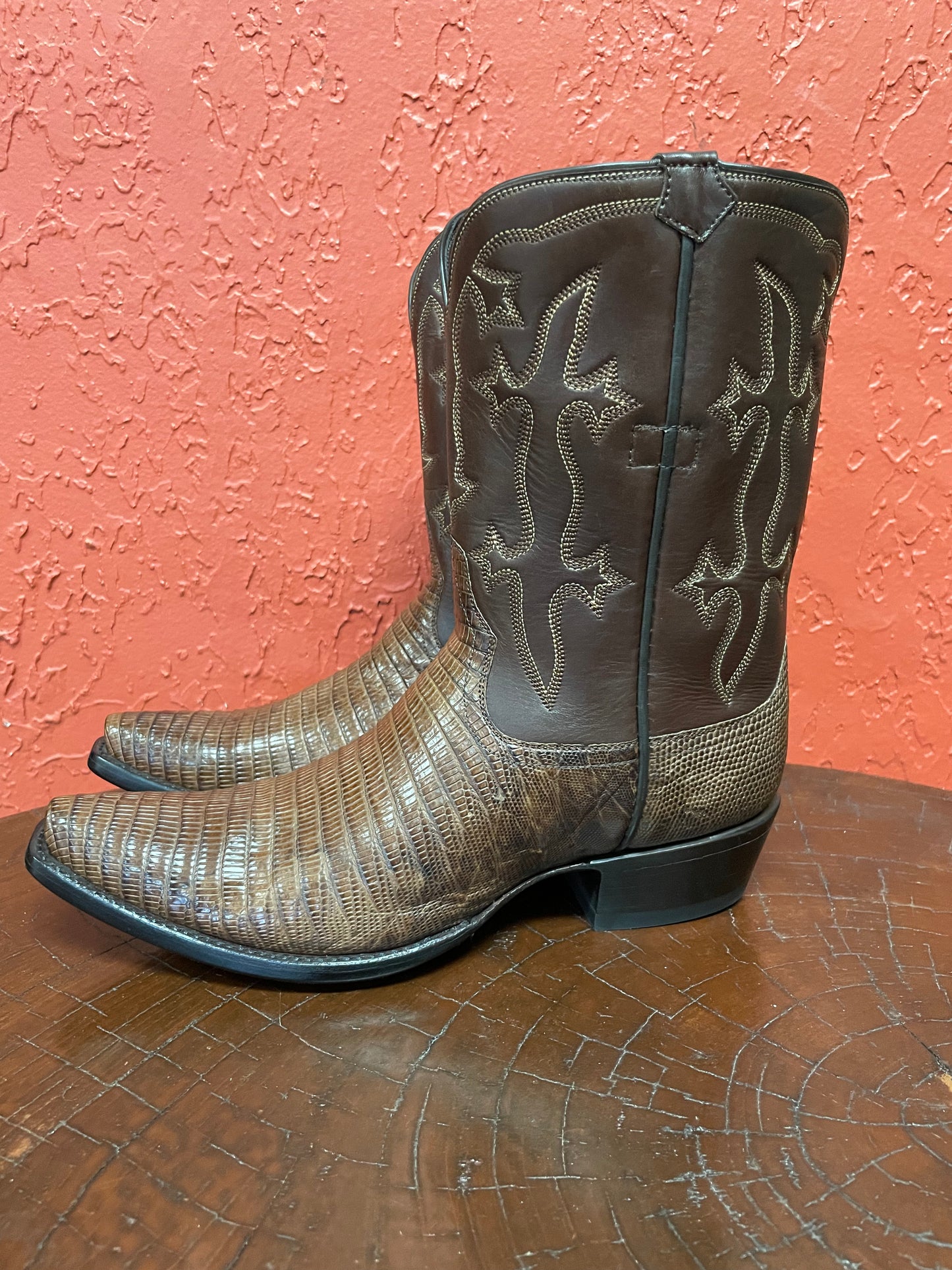 Antiqued Cafe Teju Lizard Cowgirl Boot