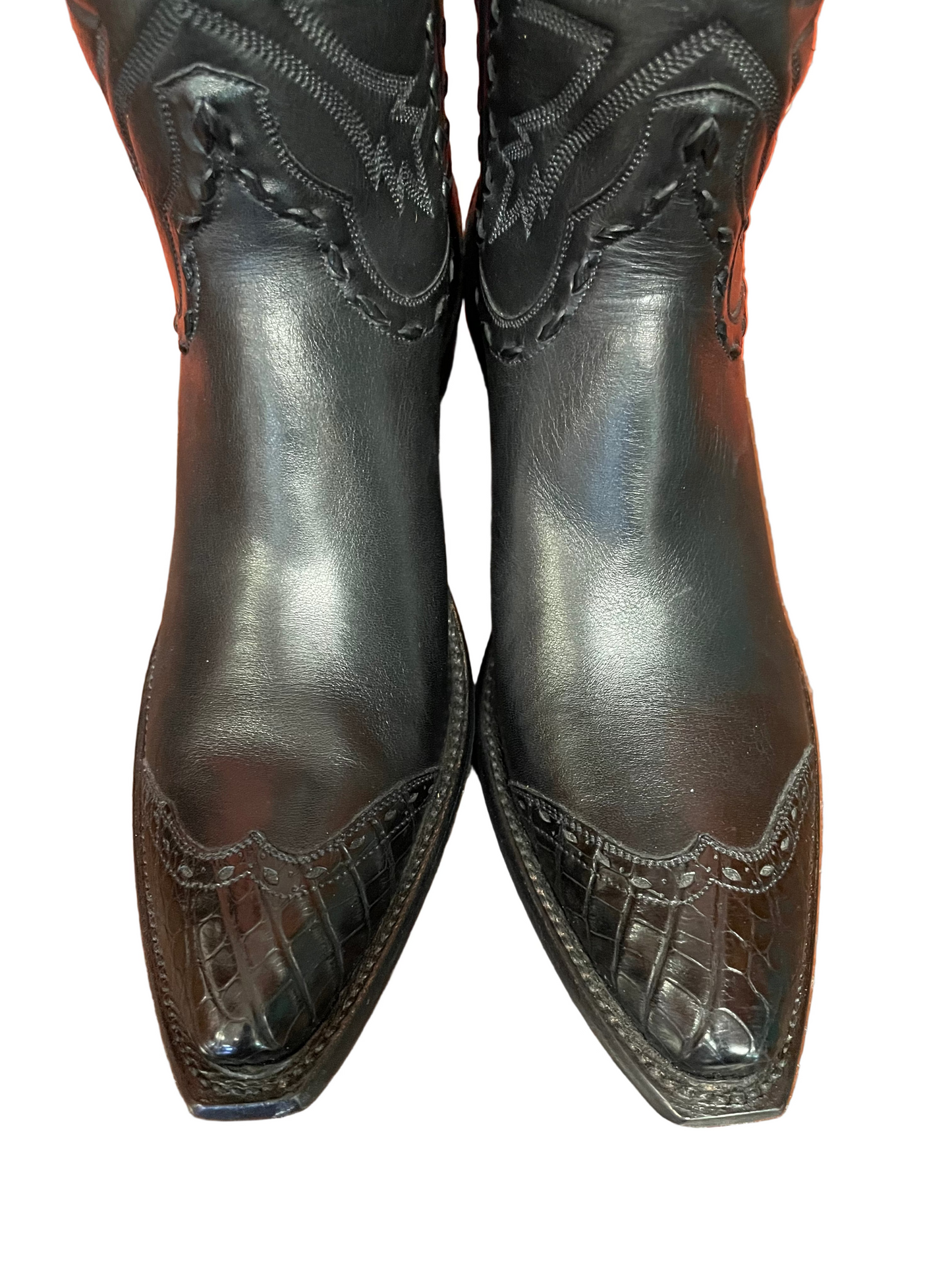 Calfskin with Alligator Trim Cowgirl in Noir
