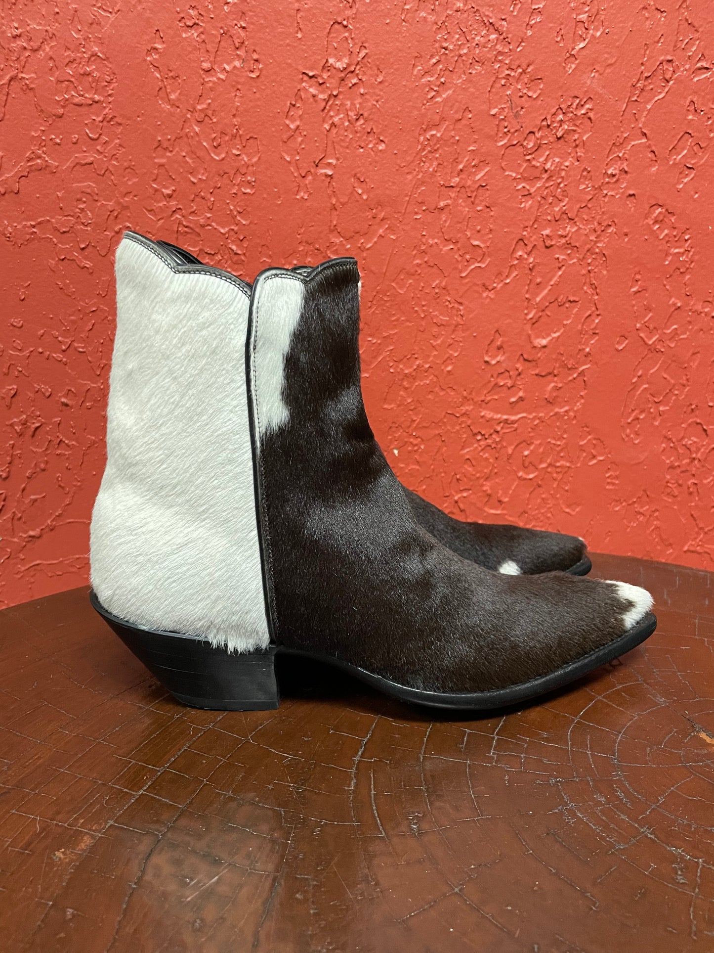 Chocolát Et Blanc Hair-On Calf Zip