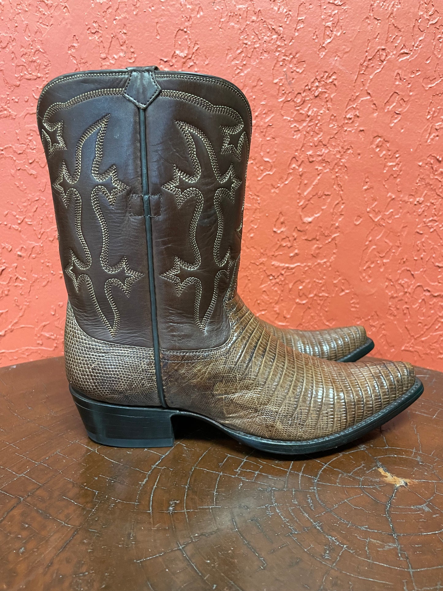 Antiqued Cafe Teju Lizard Cowgirl Boot
