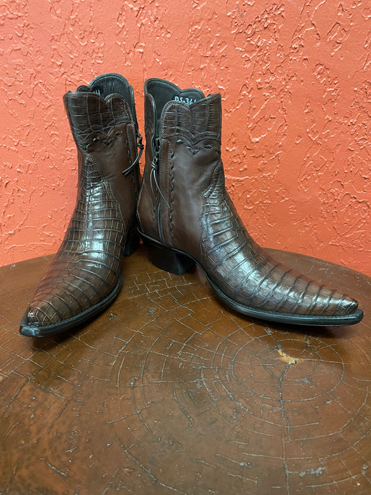 Nile Crocodile with Italian Calf Zip in Sport Rust