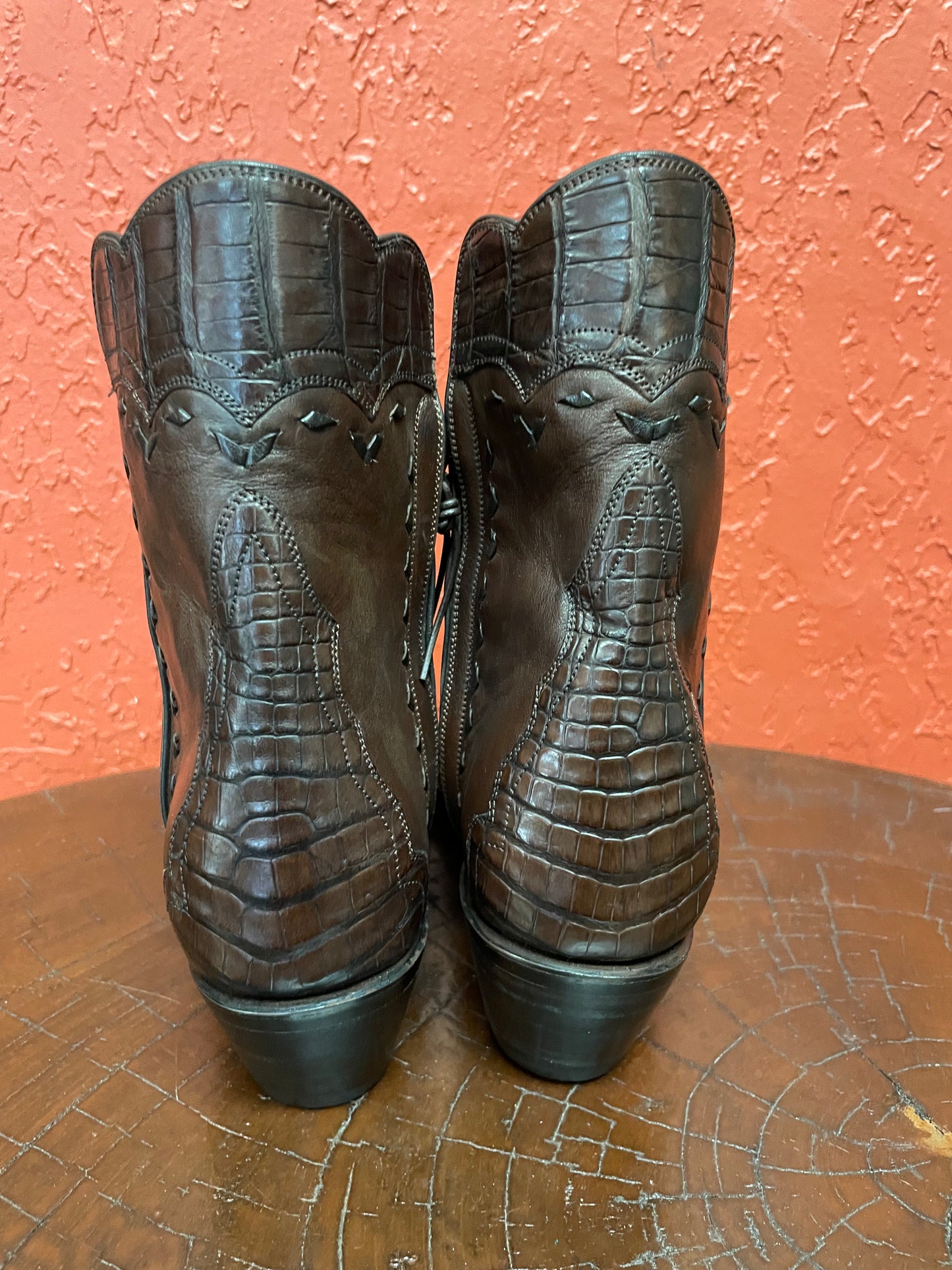 Nile Crocodile with Italian Calf Zip in Sport Rust