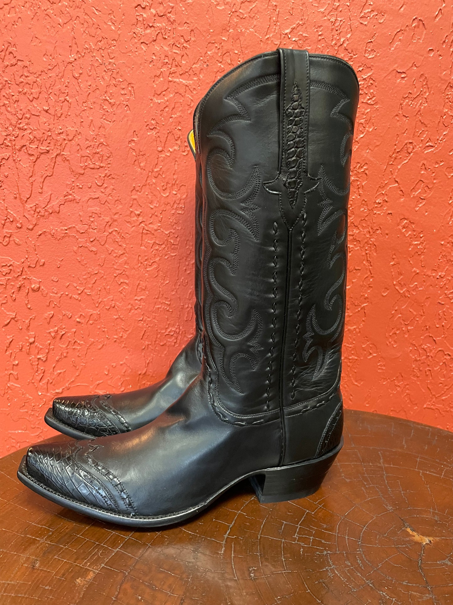 Homme Calfskin Noir With Alligator Trim Western