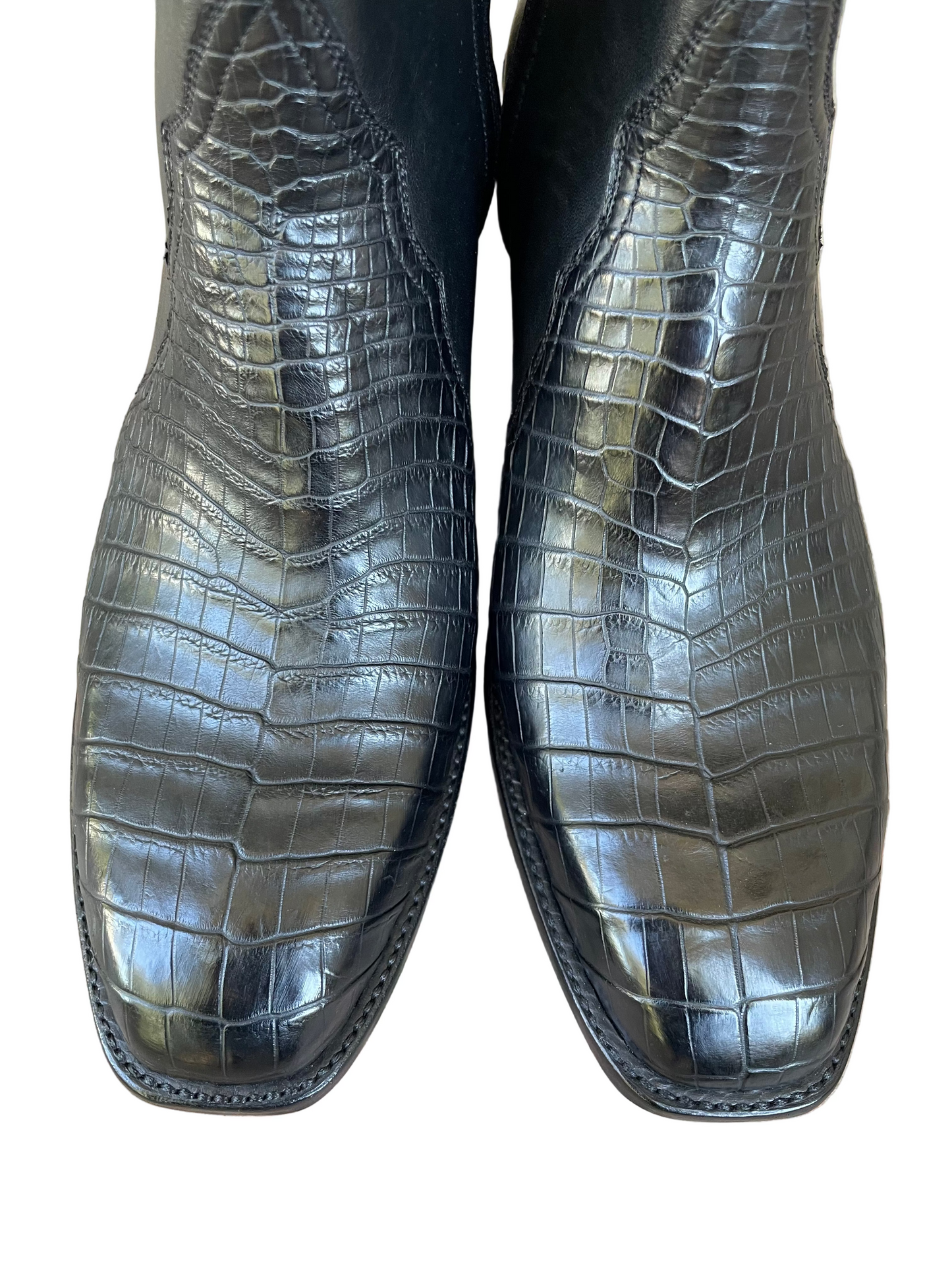 Nile Crocodile Belly With Calf Zip in Noir