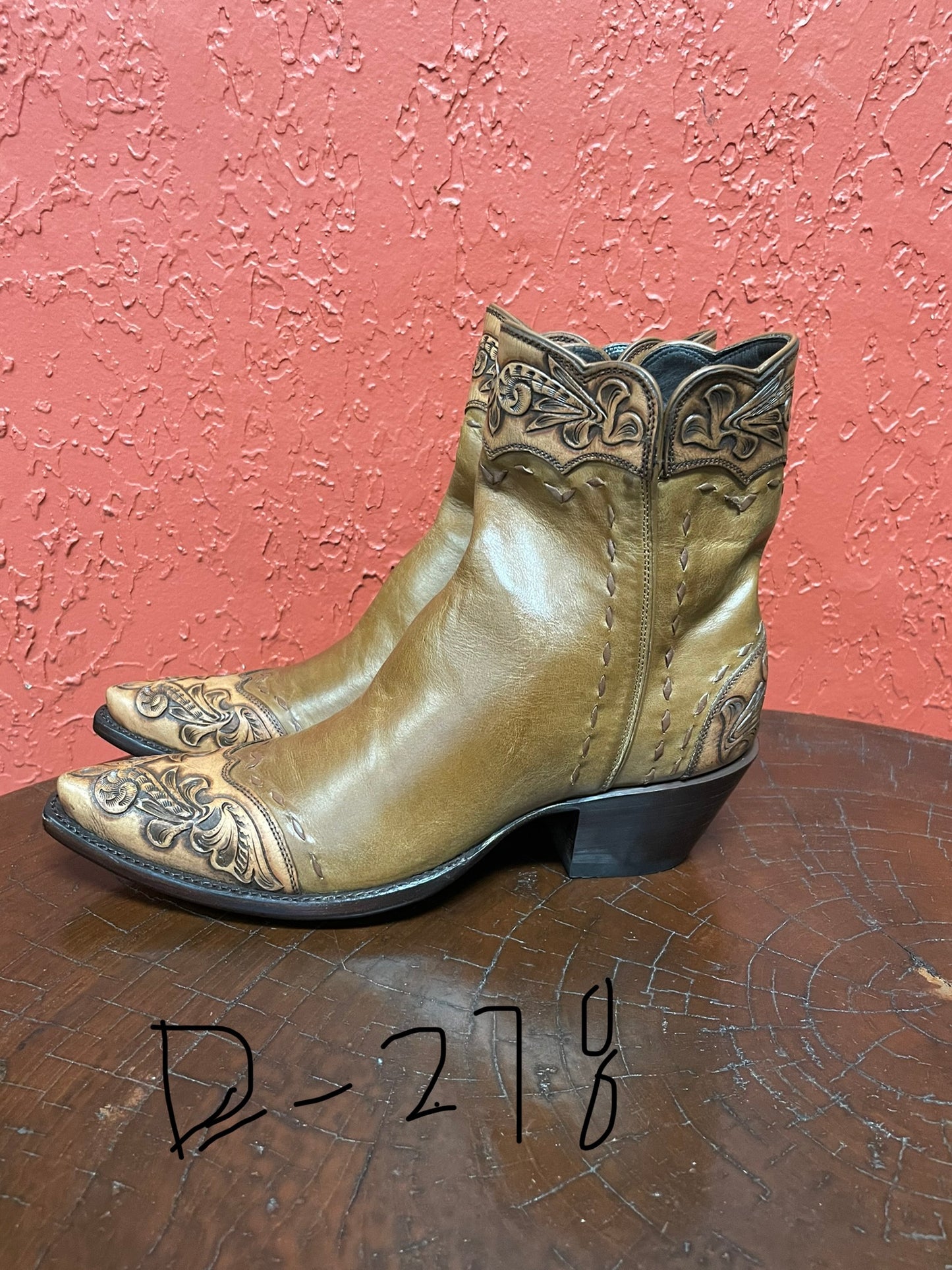 Butterscotch Cheval Et Handtooled Trim Zip Boot