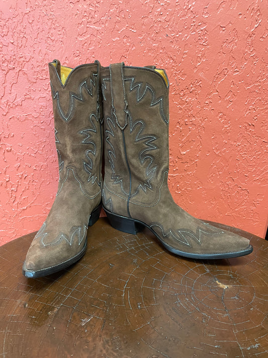 Barrel Goatskin Suede Cowboy