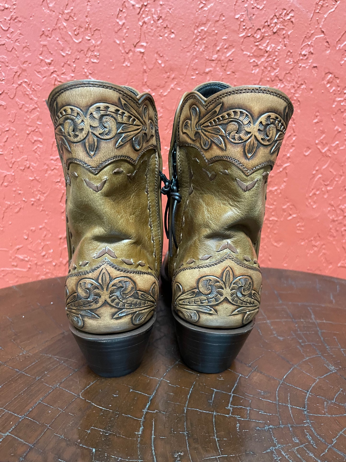 Butterscotch Cheval Et Handtooled Trim Zip Boot