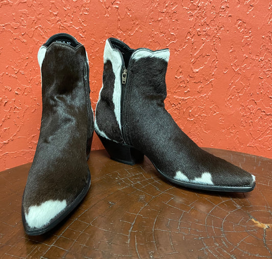 Chocolát Et Blanc Hair-On Calf Zip