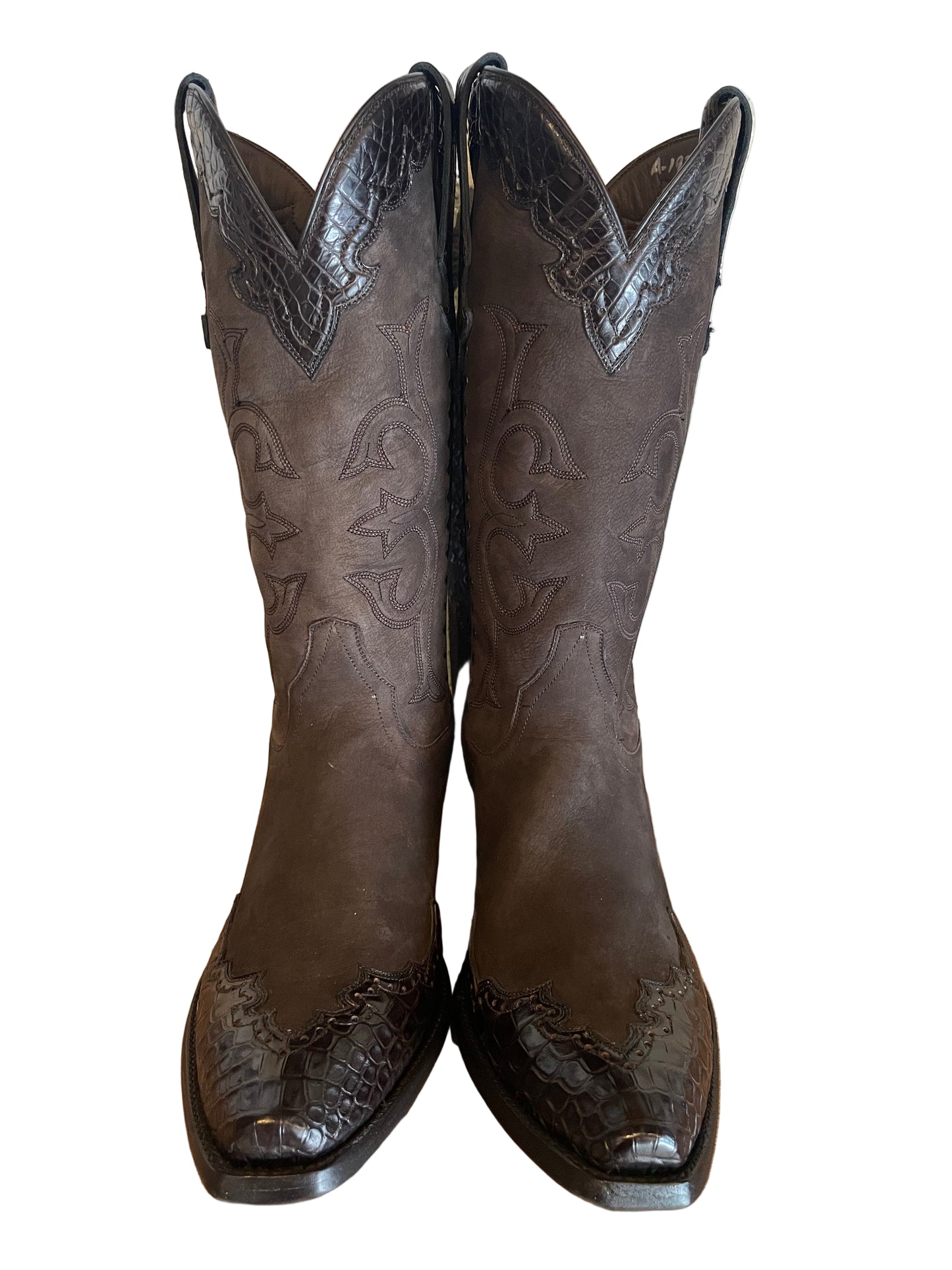 Nubuck with “Majestic” Crocodile Trim Cowboy in Espresso