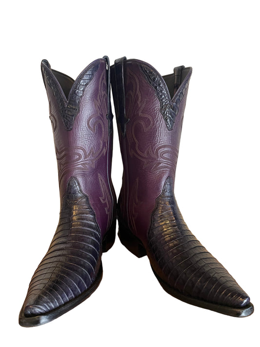 Caiman Belly Gallegos Western in Grape