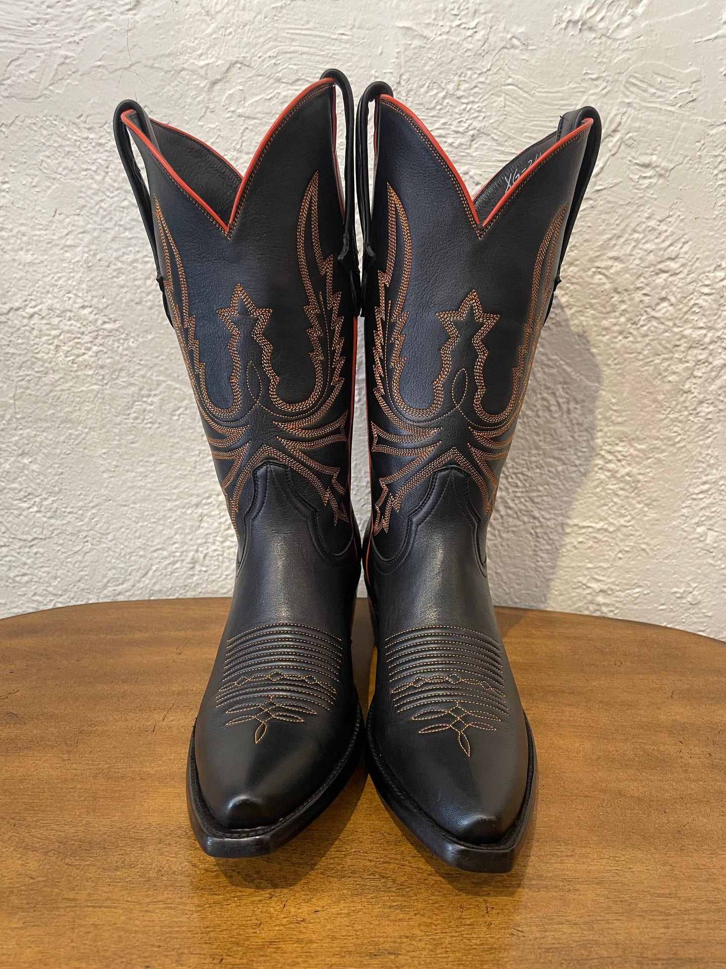 Calfskin Cowgirl in Noir w/ Orange
