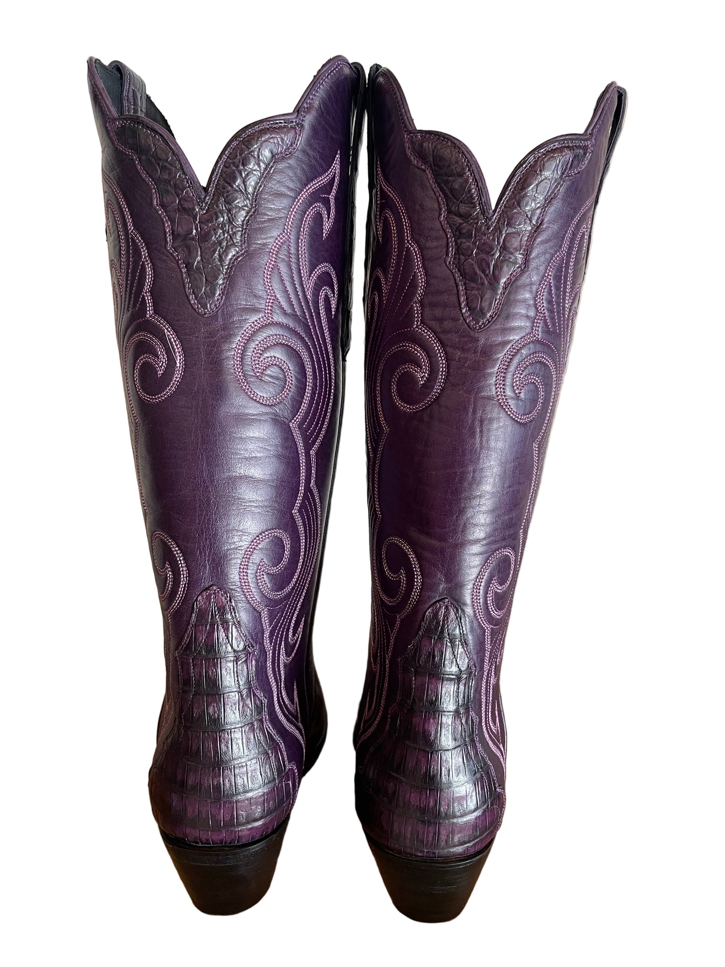 Tall Caiman Belly Gallegos Cowgirl in Grape