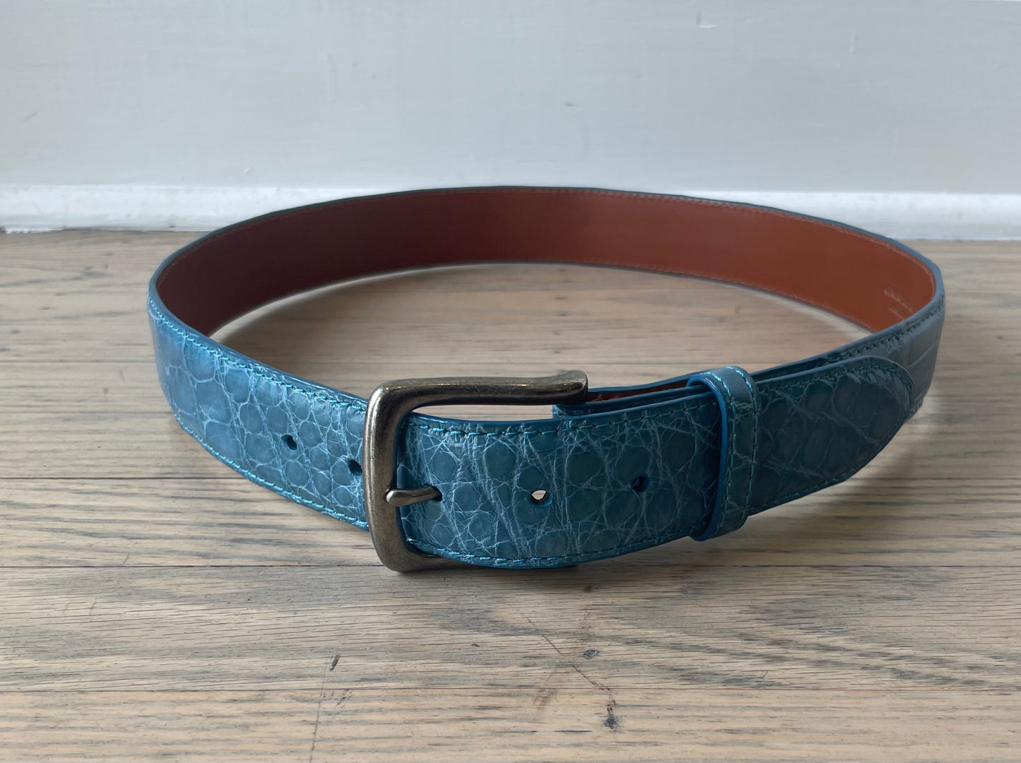 Robin’s Egg Blue American Alligator Belly Belt