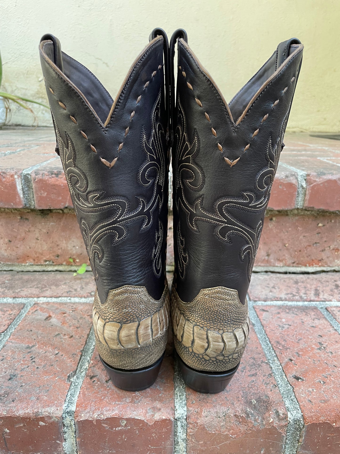 Antiqued Tan Ostrich Leg Western