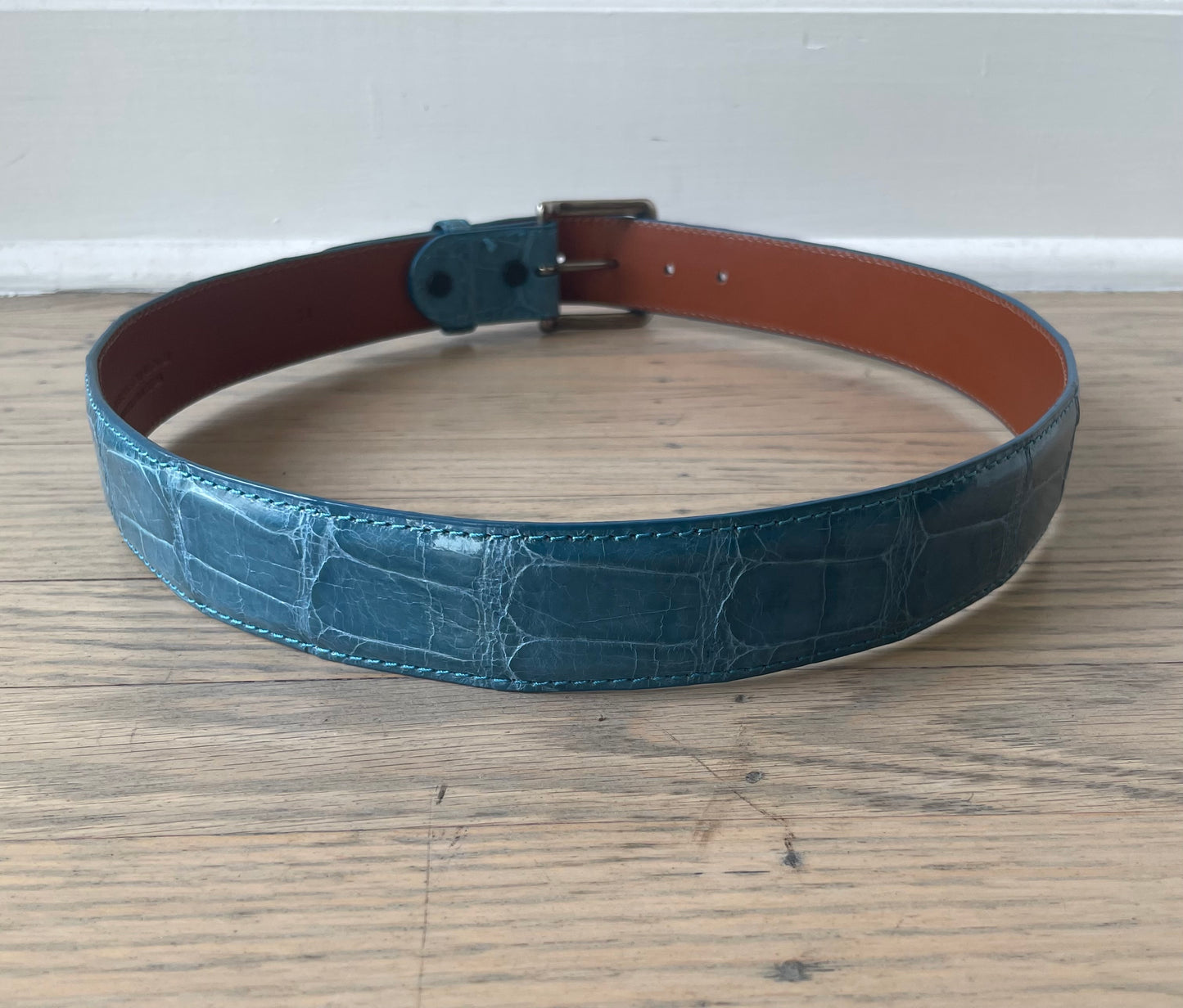 Robin’s Egg Blue American Alligator Belly Belt