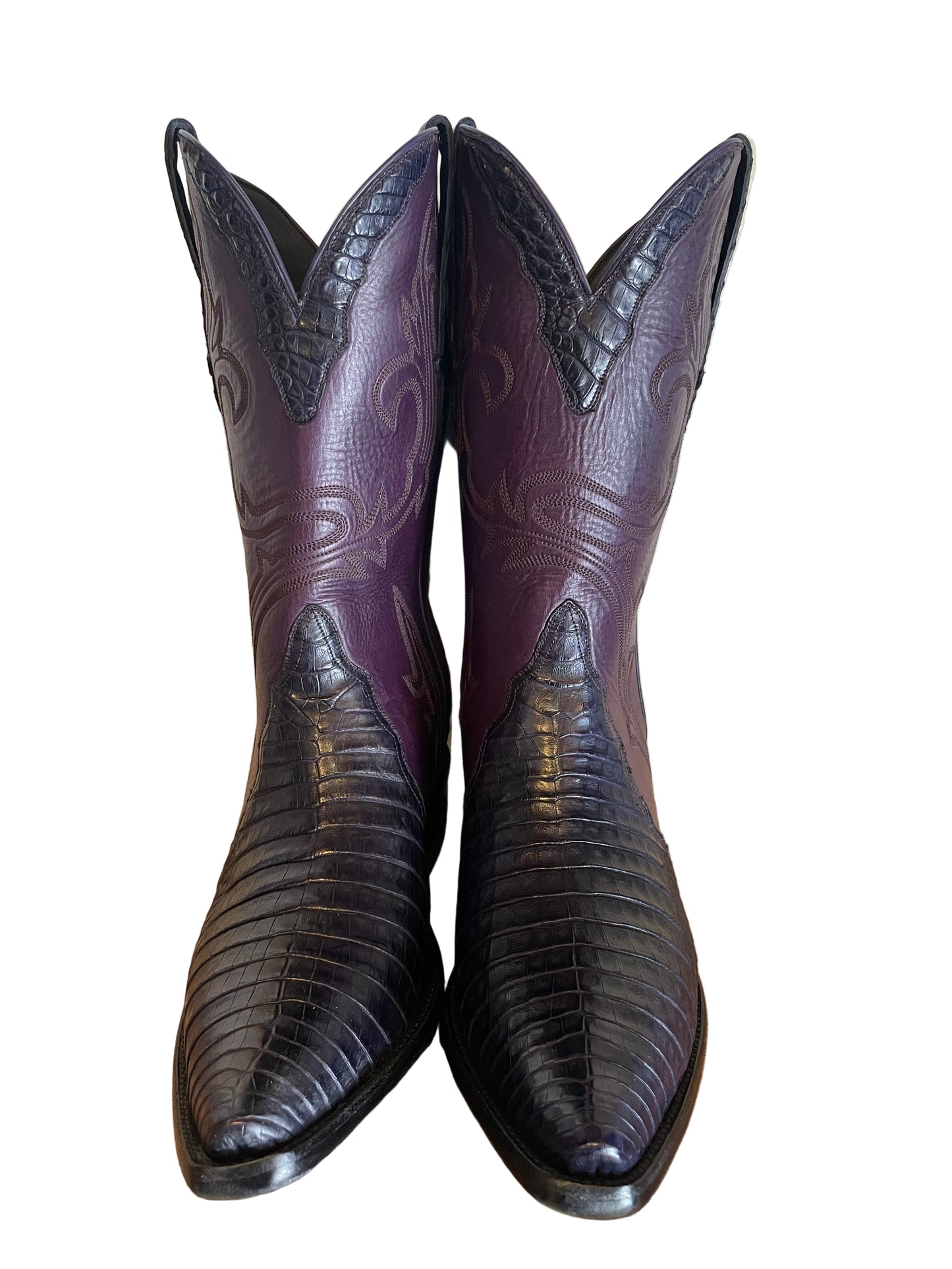 Caiman Belly Gallegos Western in Grape