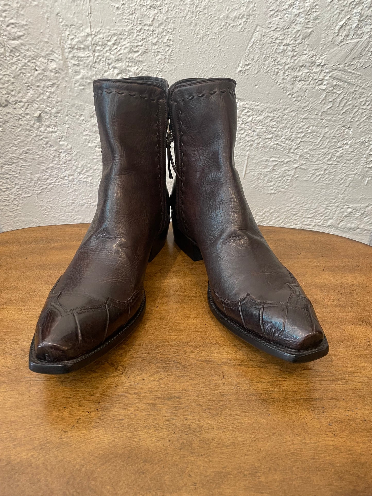 Cheval Zip with Large Gator Trim and Buckstitching in Espresso