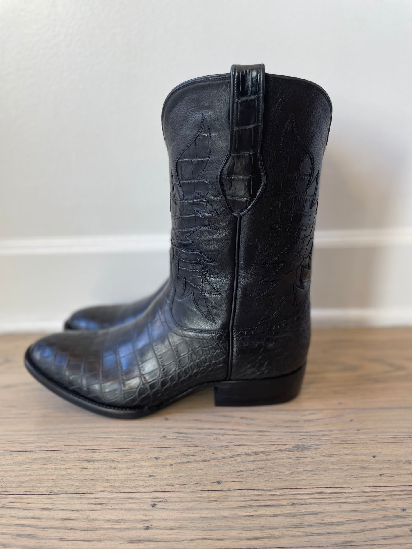 Alligator Belly Roper Inlay in Noir