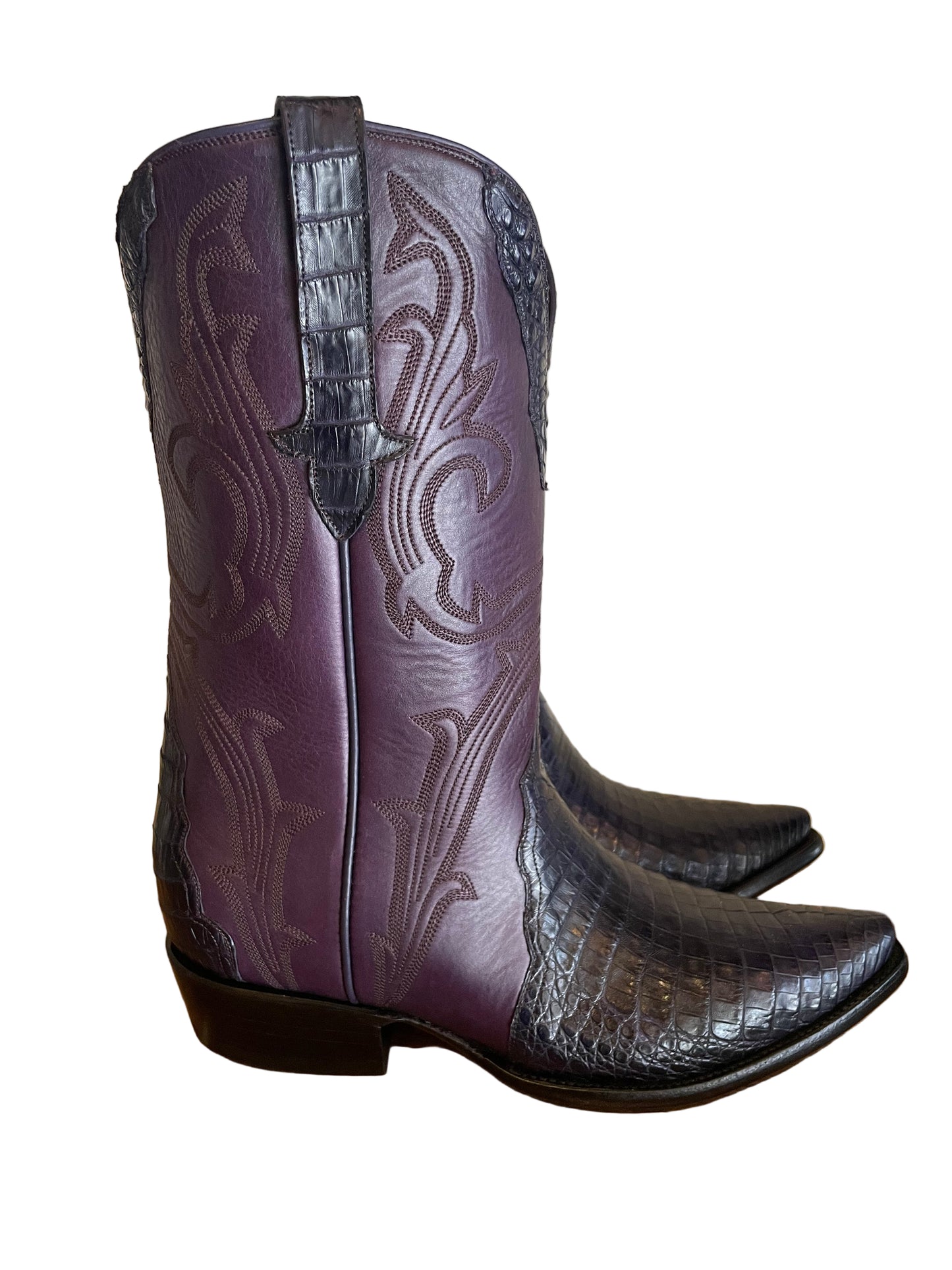 Caiman Belly Gallegos Western in Grape
