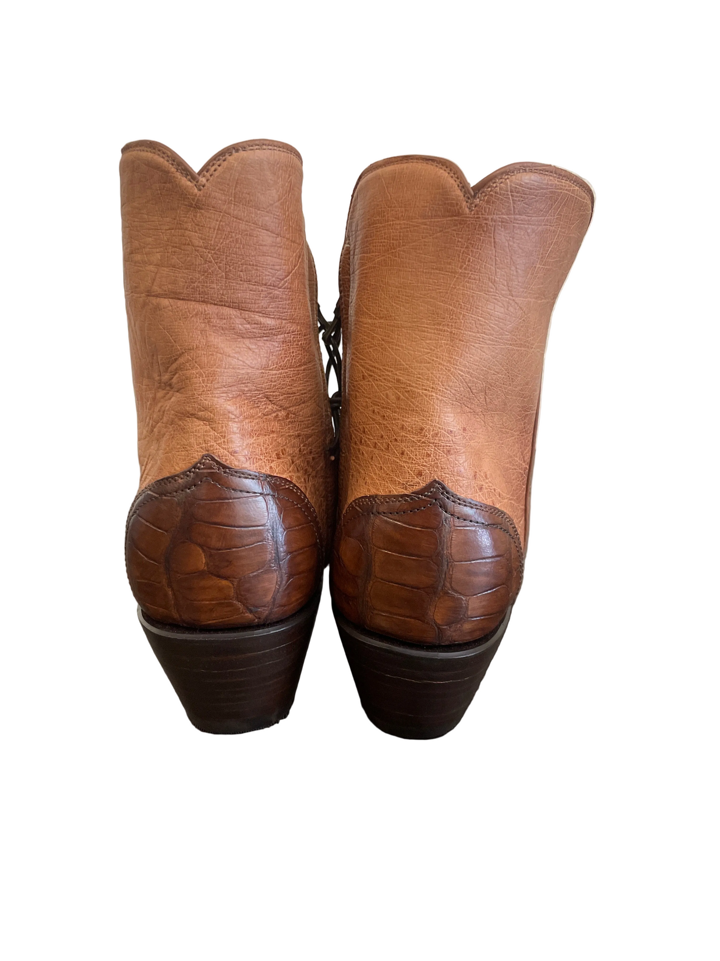 Ostrich Zip in Antique Cognac with Sport Rust Caiman Trim