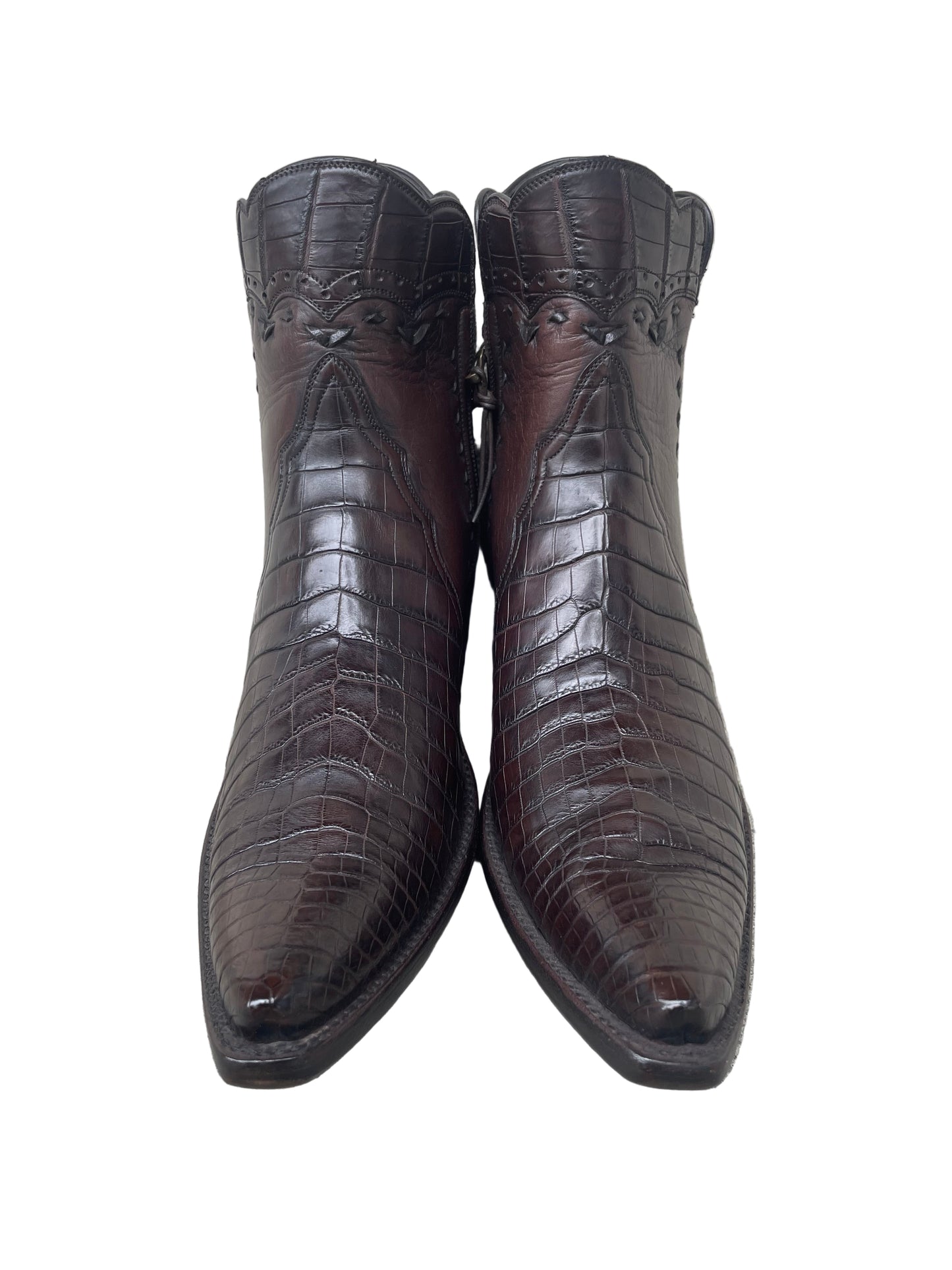 Crocodile and Calf Gallegos Zip in Espresso and Bourbon