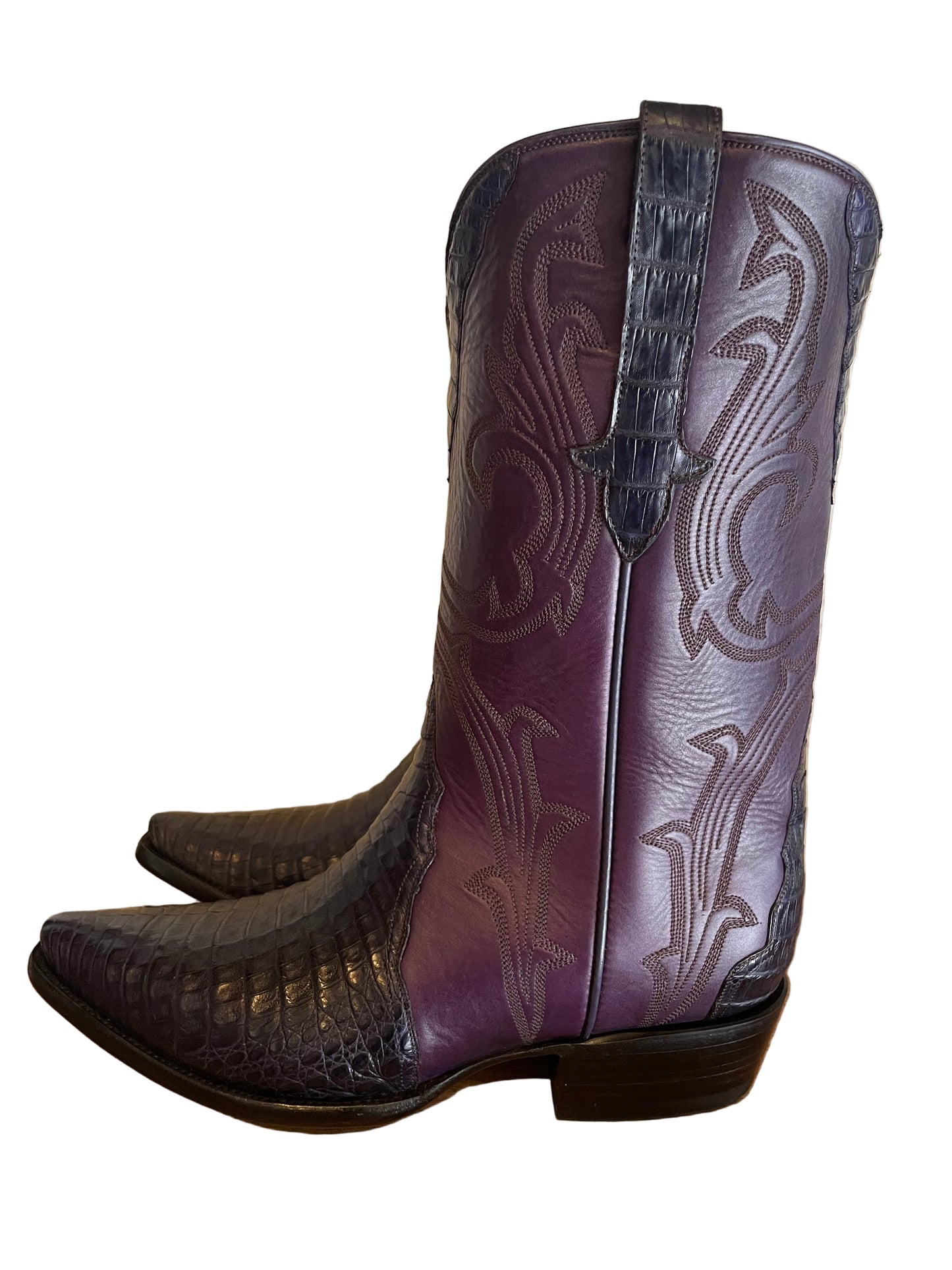 Caiman Belly Gallegos Western in Grape