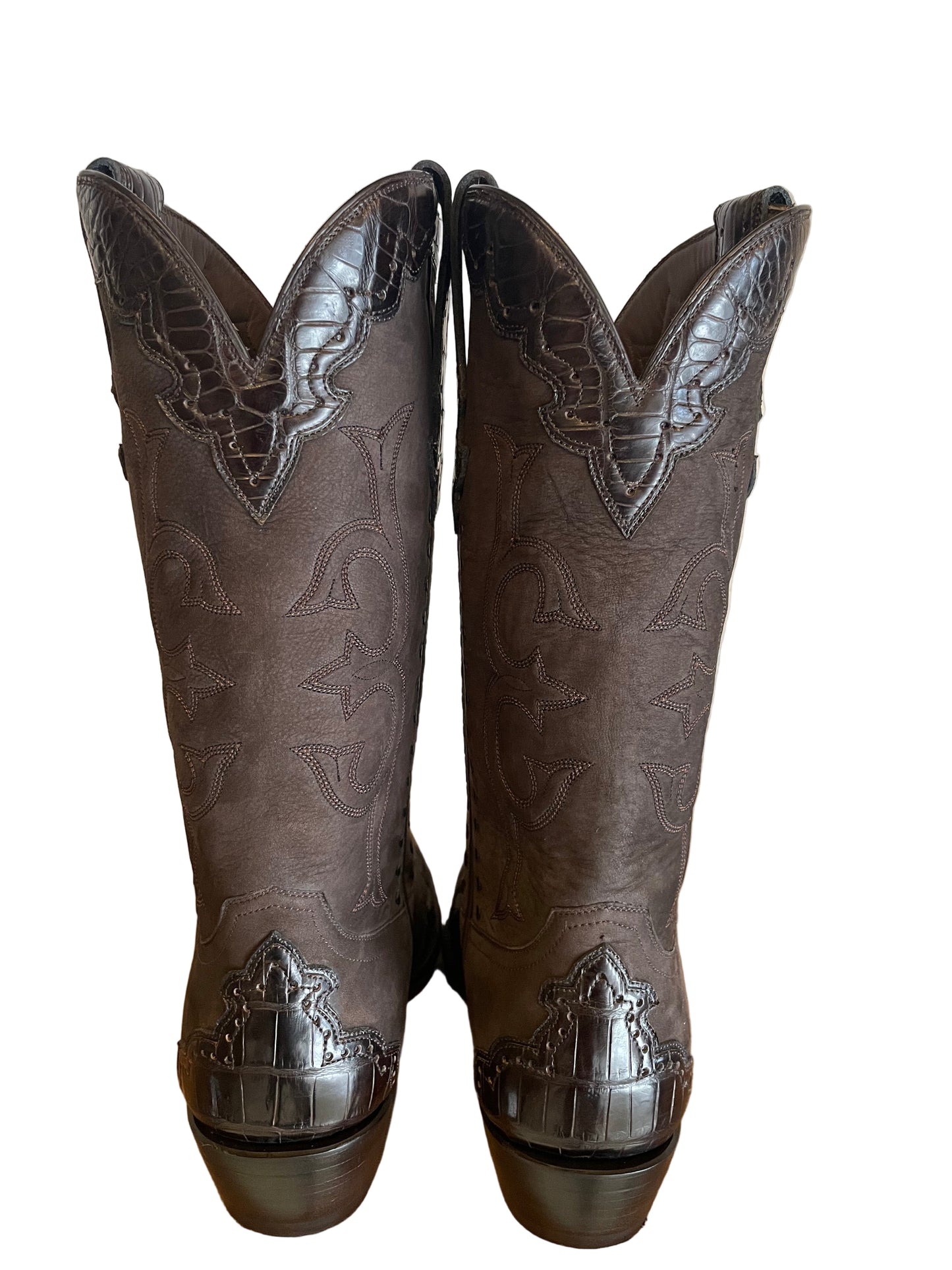 Nubuck with “Majestic” Crocodile Trim Cowboy in Espresso