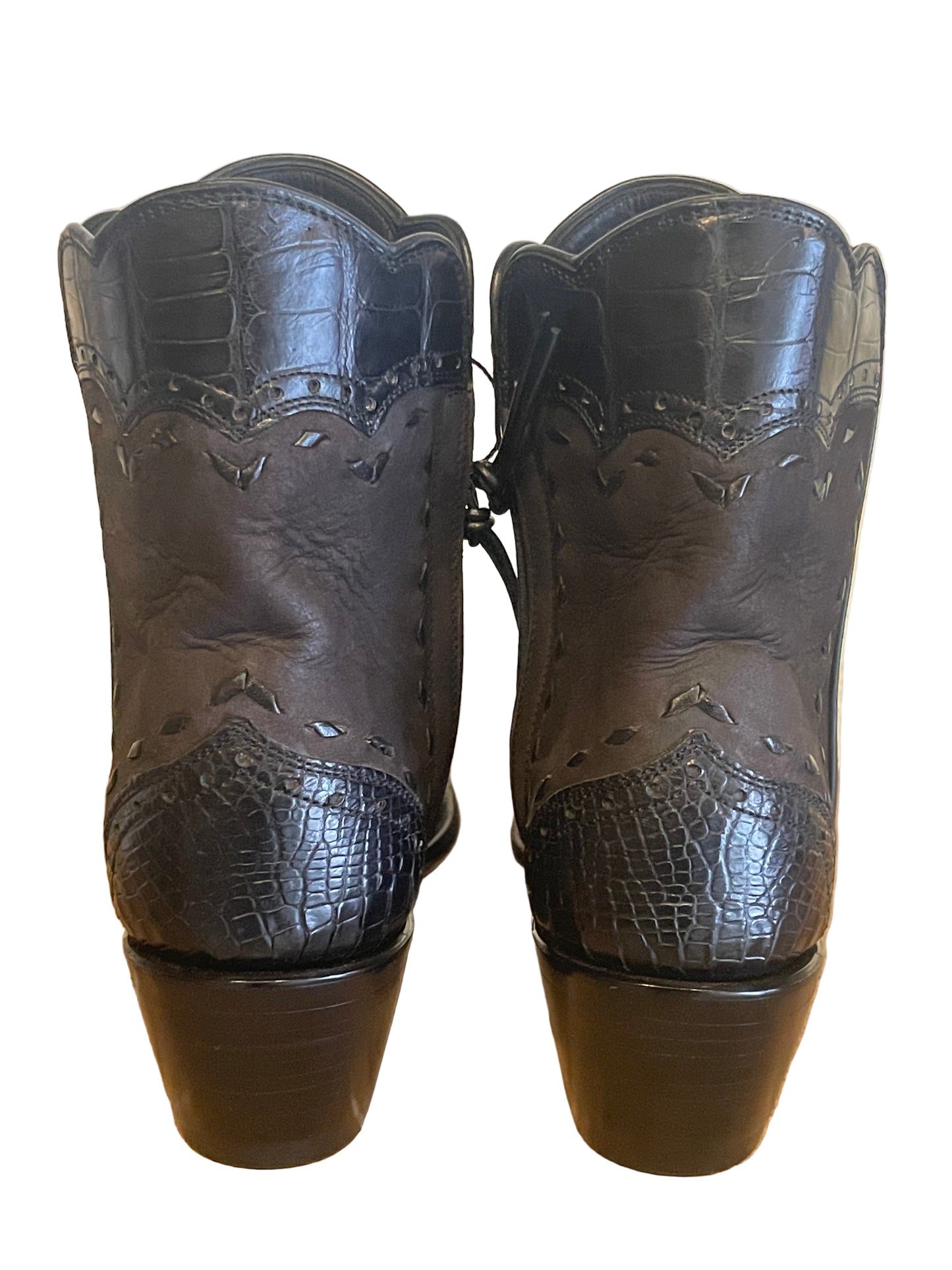 Espresso Nubuck with Noir Crocodile Trim Zip