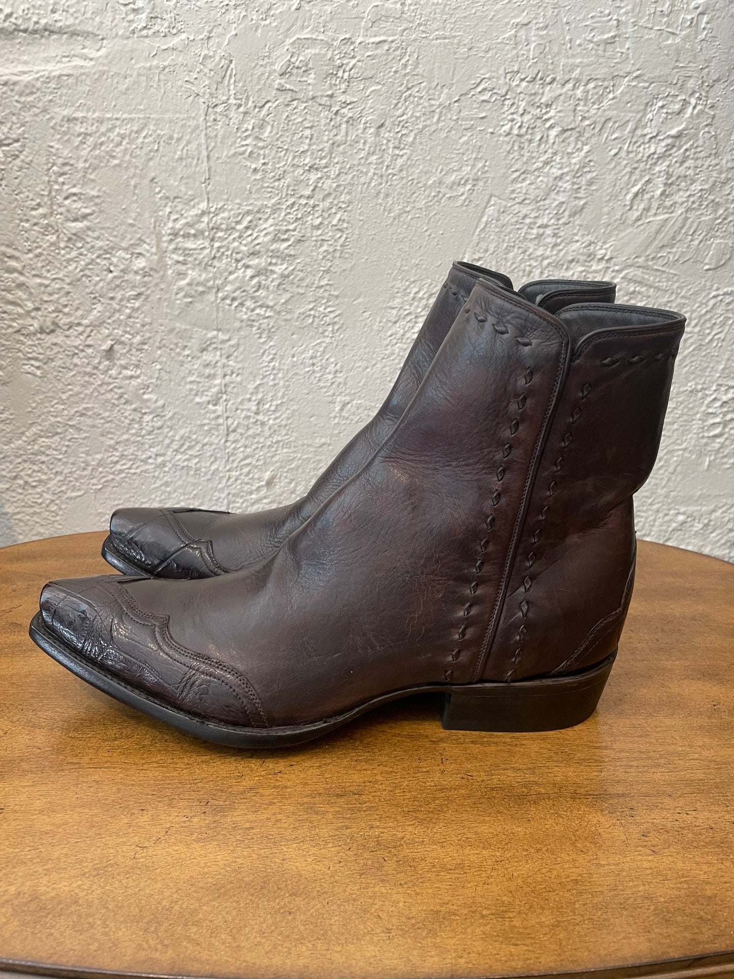 Cheval Zip with Large Gator Trim and Buckstitching in Espresso