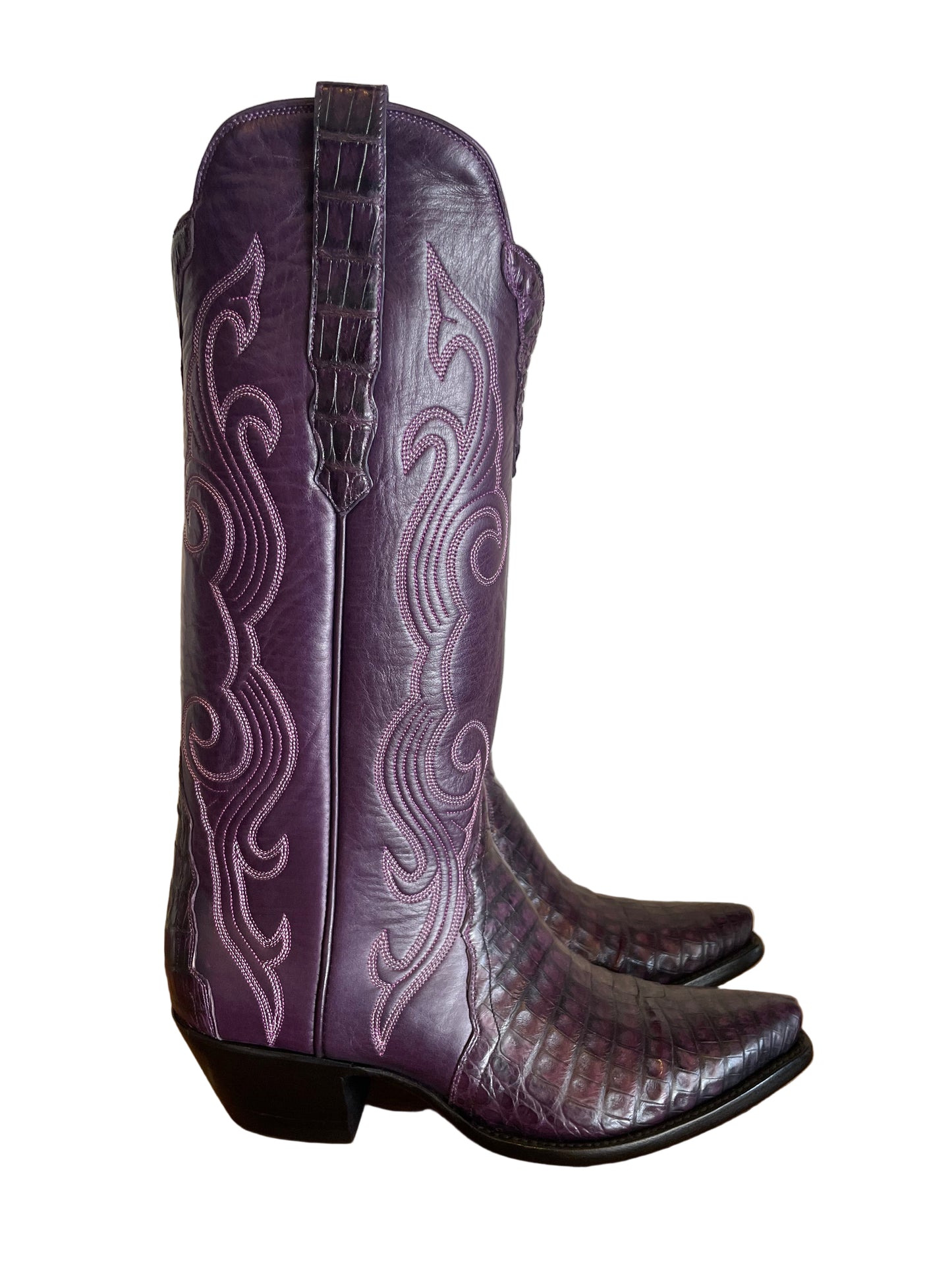 Tall Caiman Belly Gallegos Cowgirl in Grape