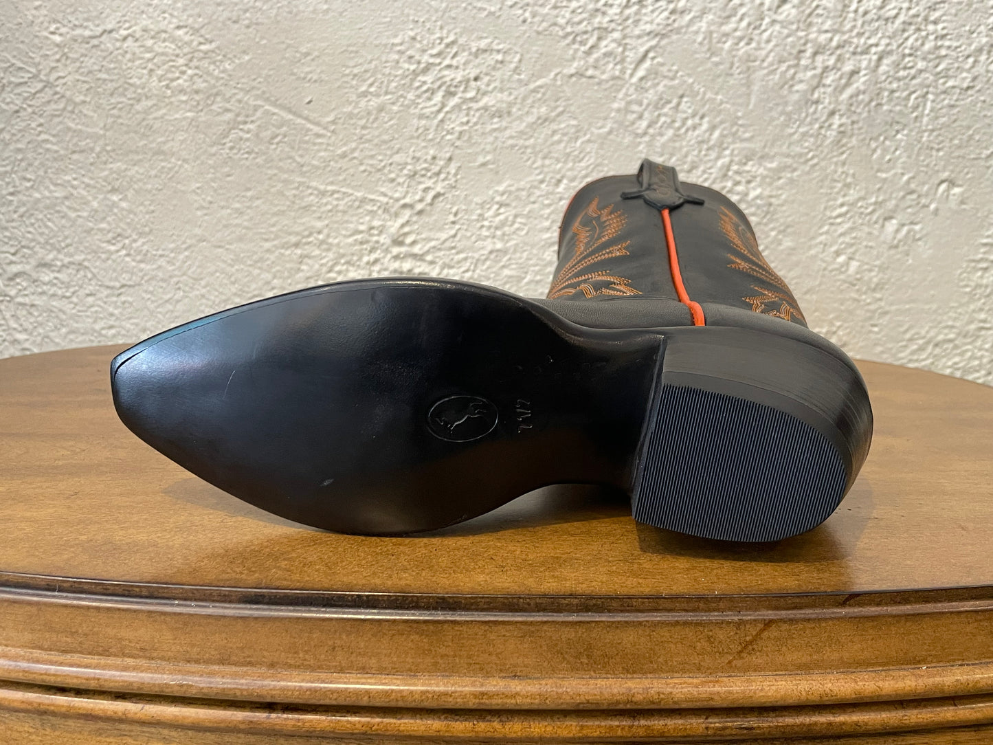 Calfskin Cowgirl in Noir w/ Orange