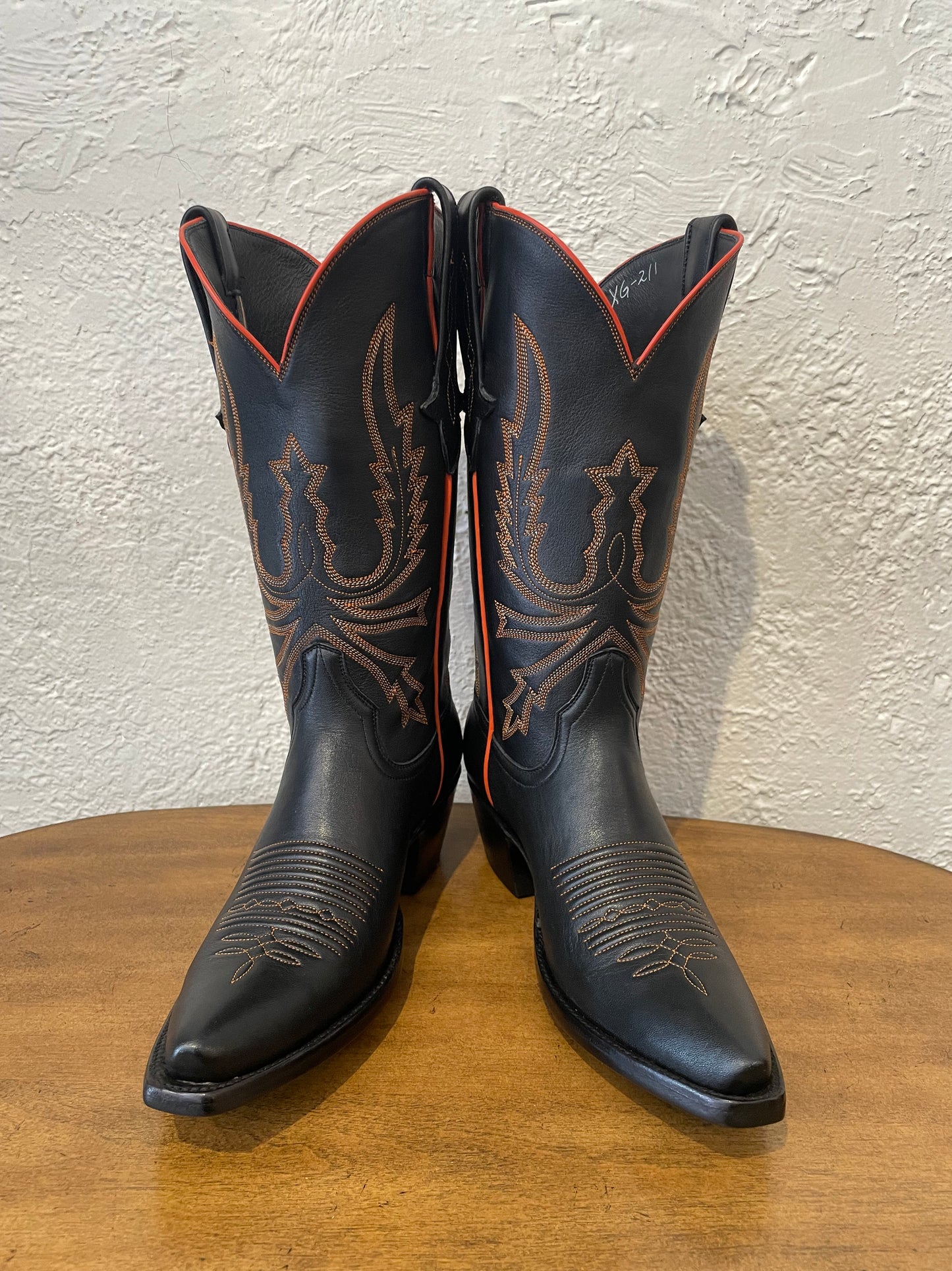 Calfskin Cowgirl in Noir w/ Orange