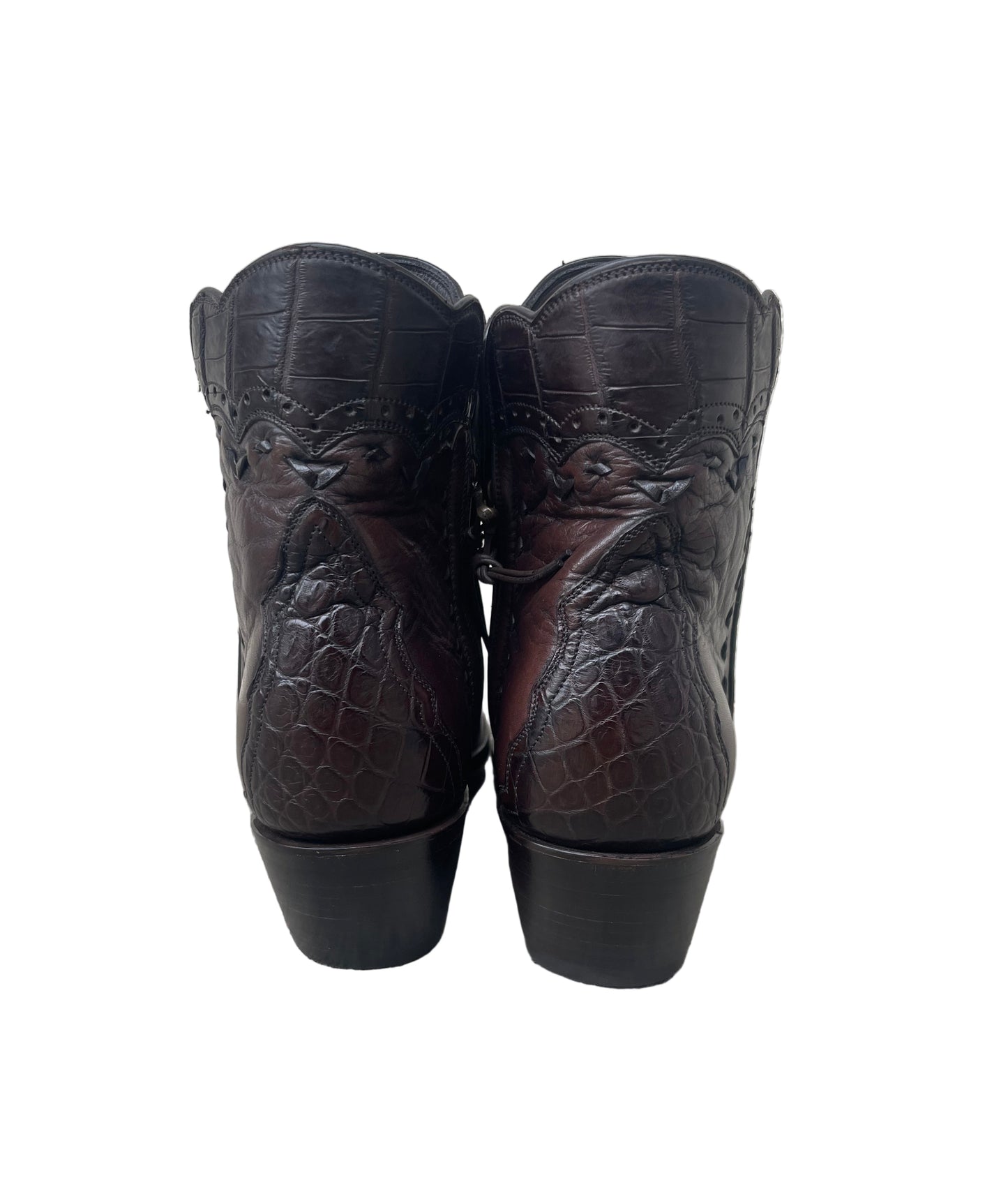 Crocodile and Calf Gallegos Zip in Espresso and Bourbon