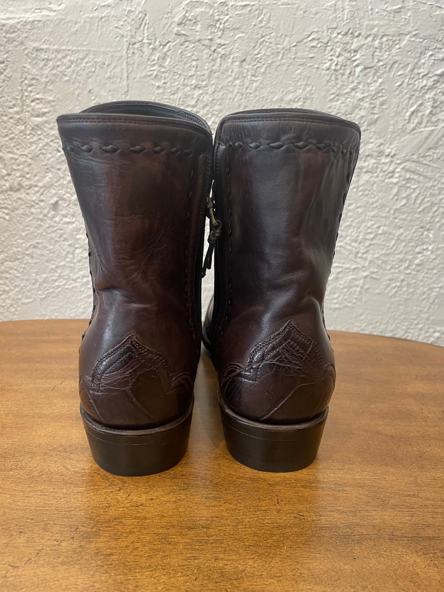 Cheval Zip with Large Gator Trim and Buckstitching in Espresso