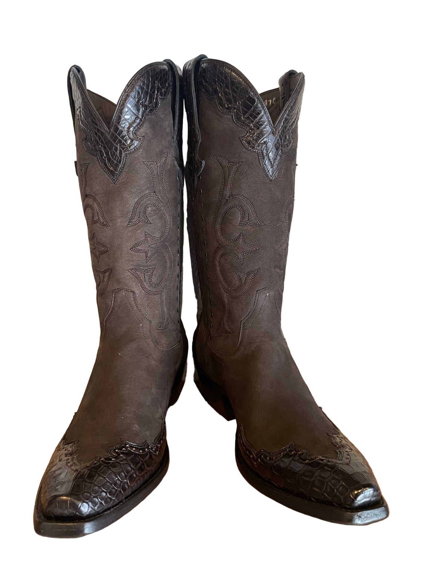 Nubuck with “Majestic” Crocodile Trim Cowboy in Espresso