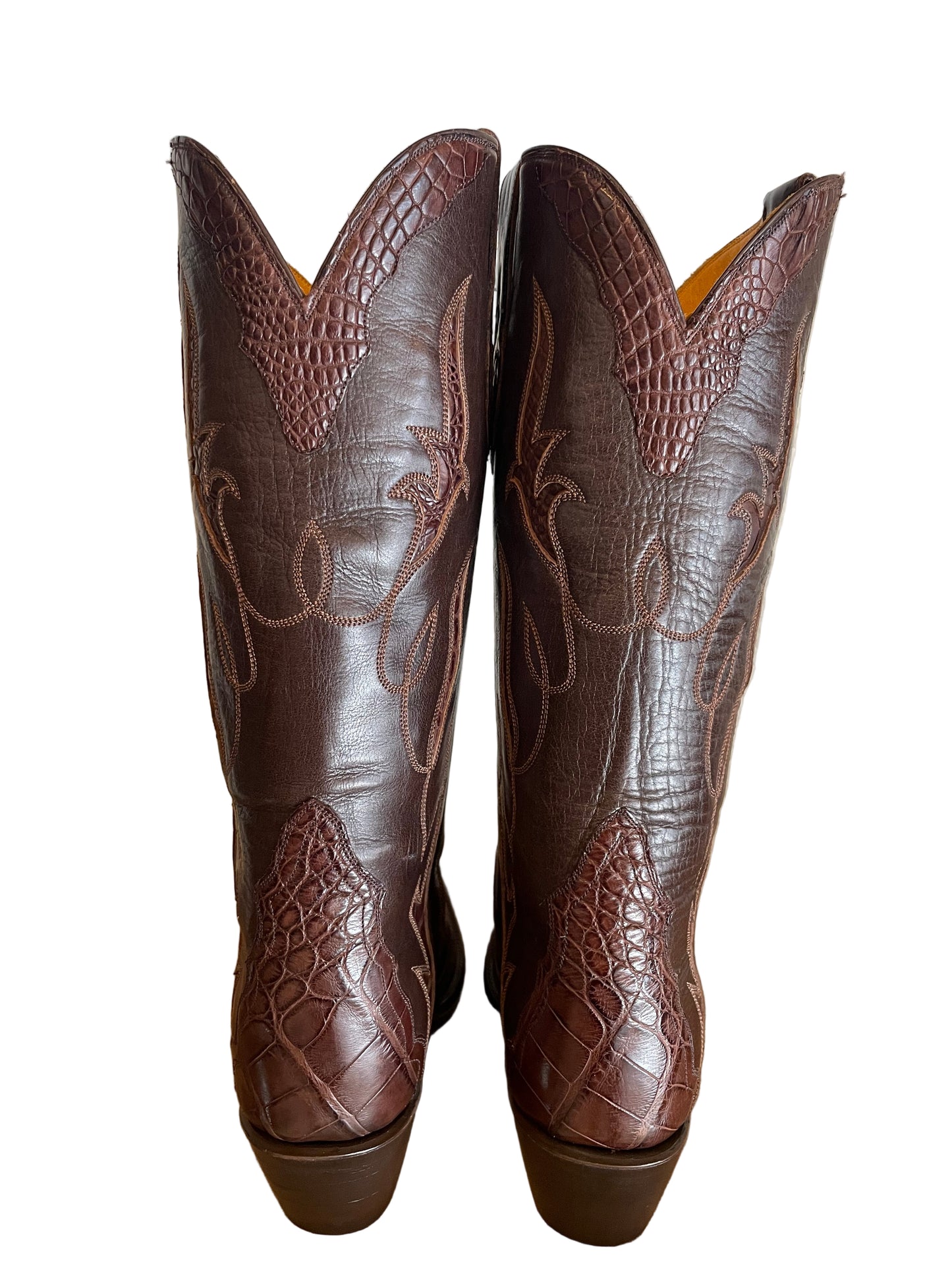 Alligator Belly with Inlays Gallegos Cowgirl in Chocolate