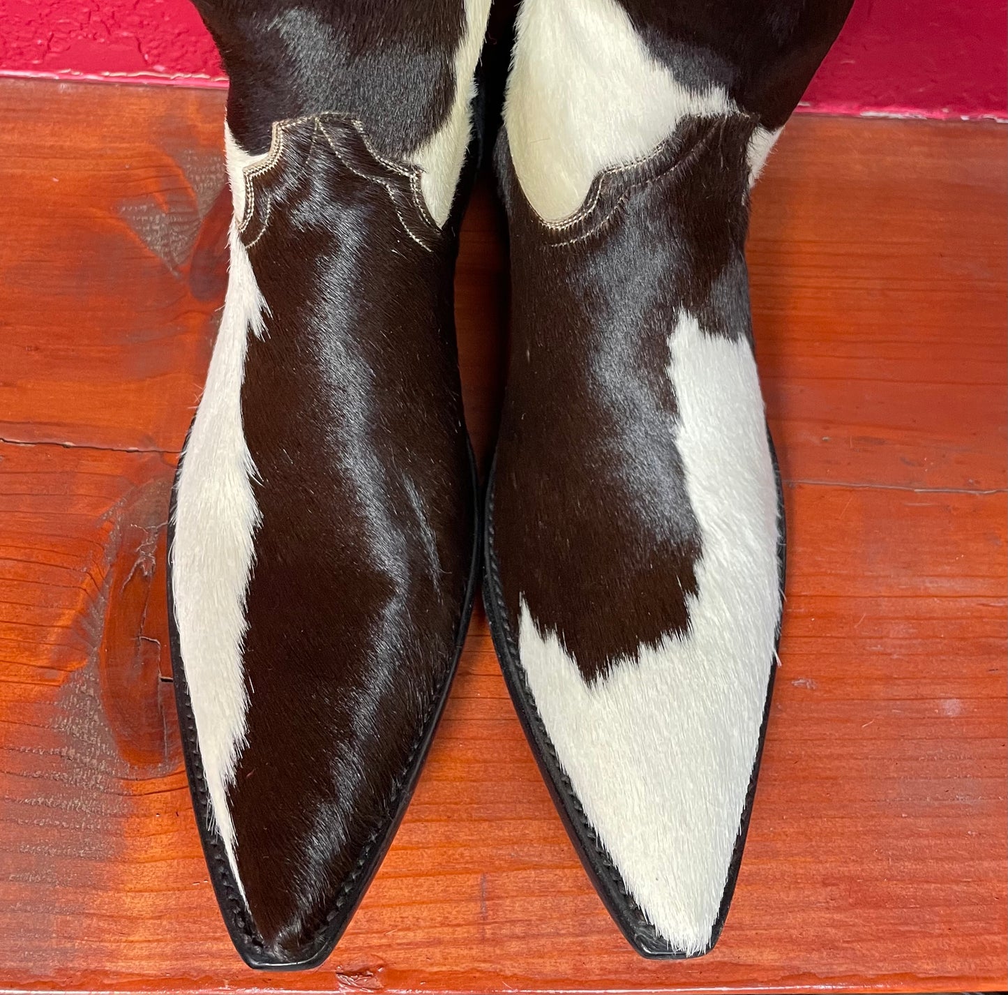 Blanc Et Chocolát Hair-On Calf Tall Cowgirl Boot (Vintage)