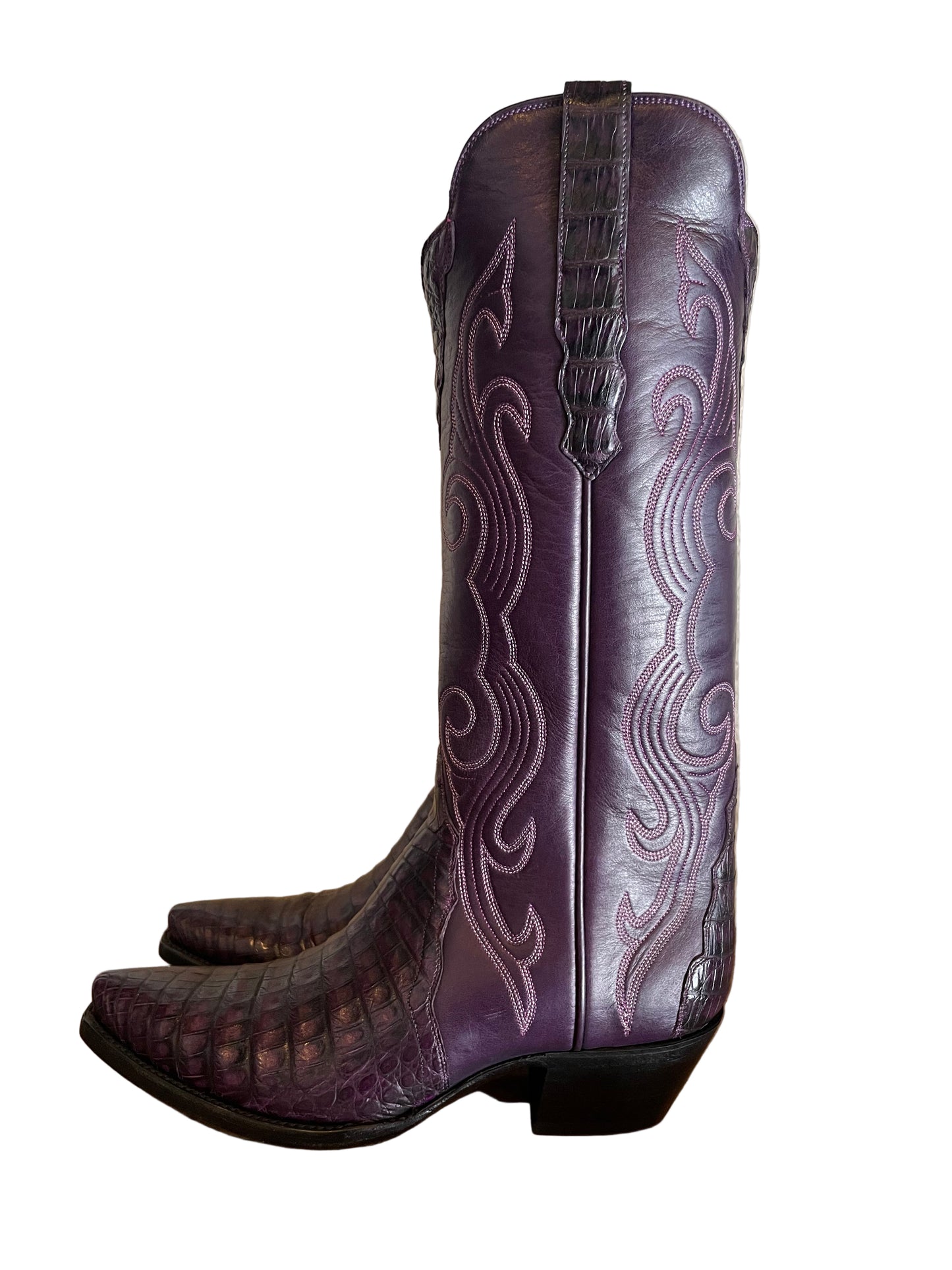 Tall Caiman Belly Gallegos Cowgirl in Grape