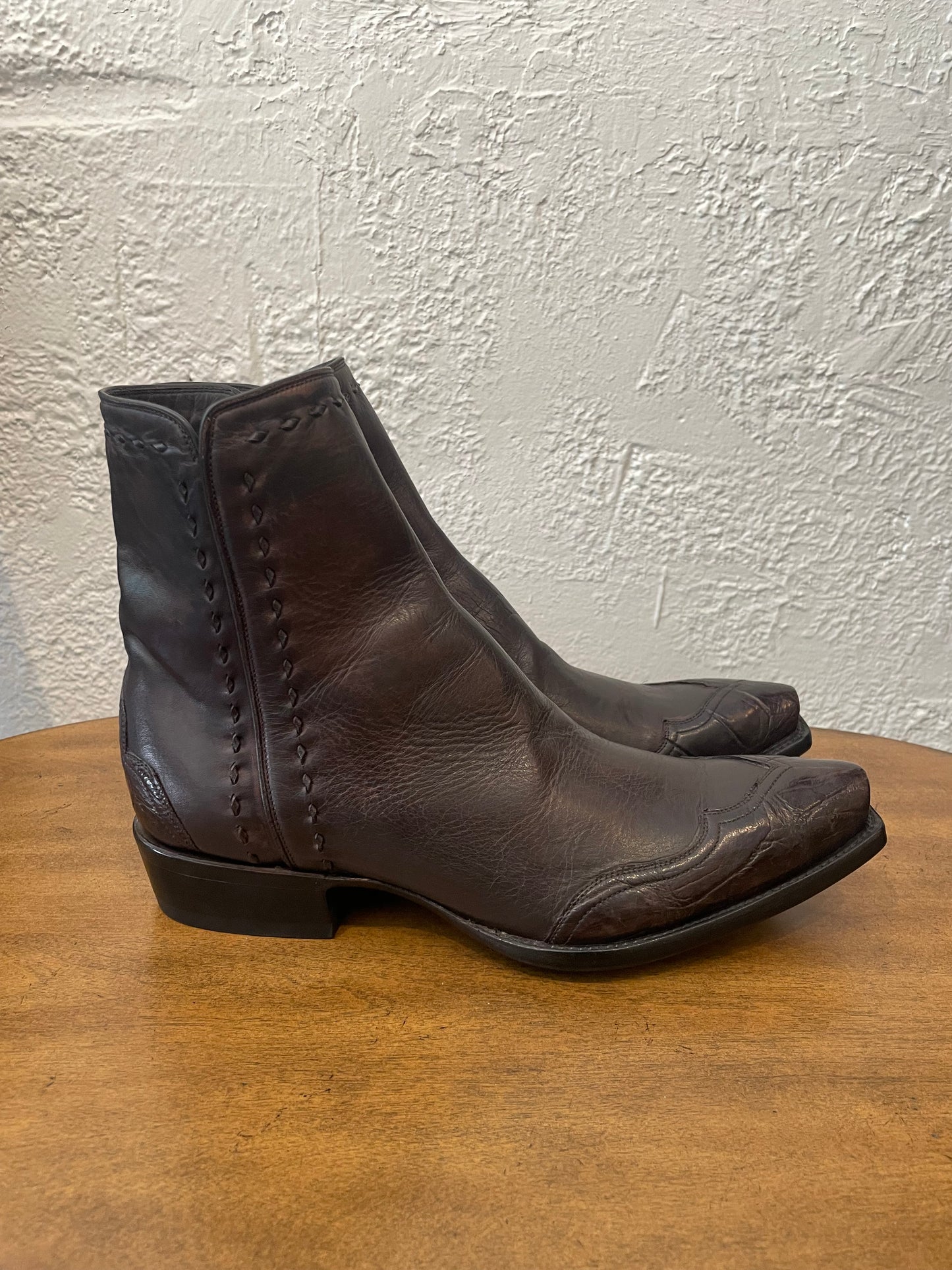 Cheval Zip with Large Gator Trim and Buckstitching in Espresso