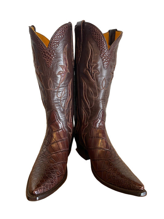 Alligator Belly with Inlays Gallegos Cowgirl in Chocolate