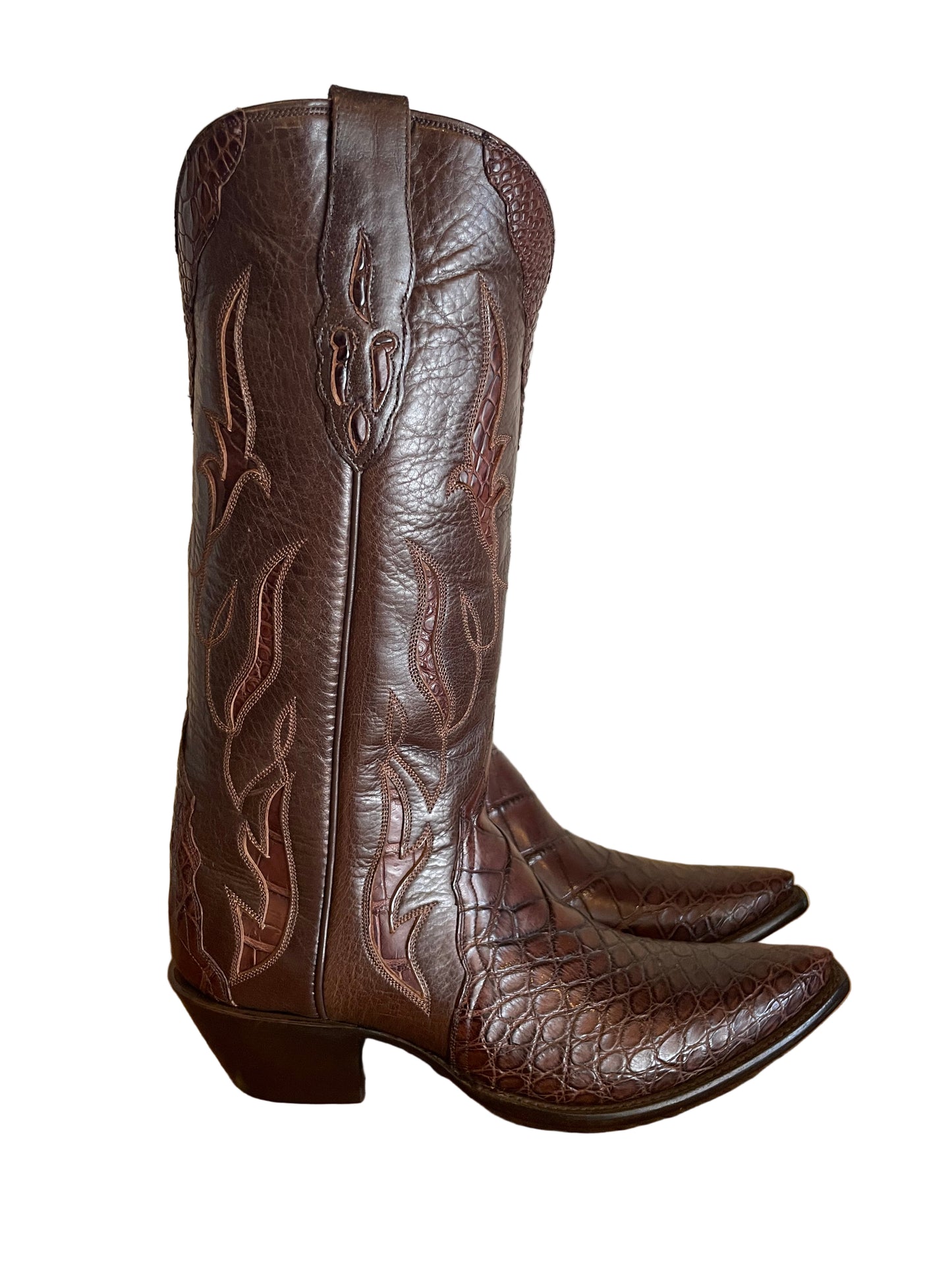 Alligator Belly with Inlays Gallegos Cowgirl in Chocolate