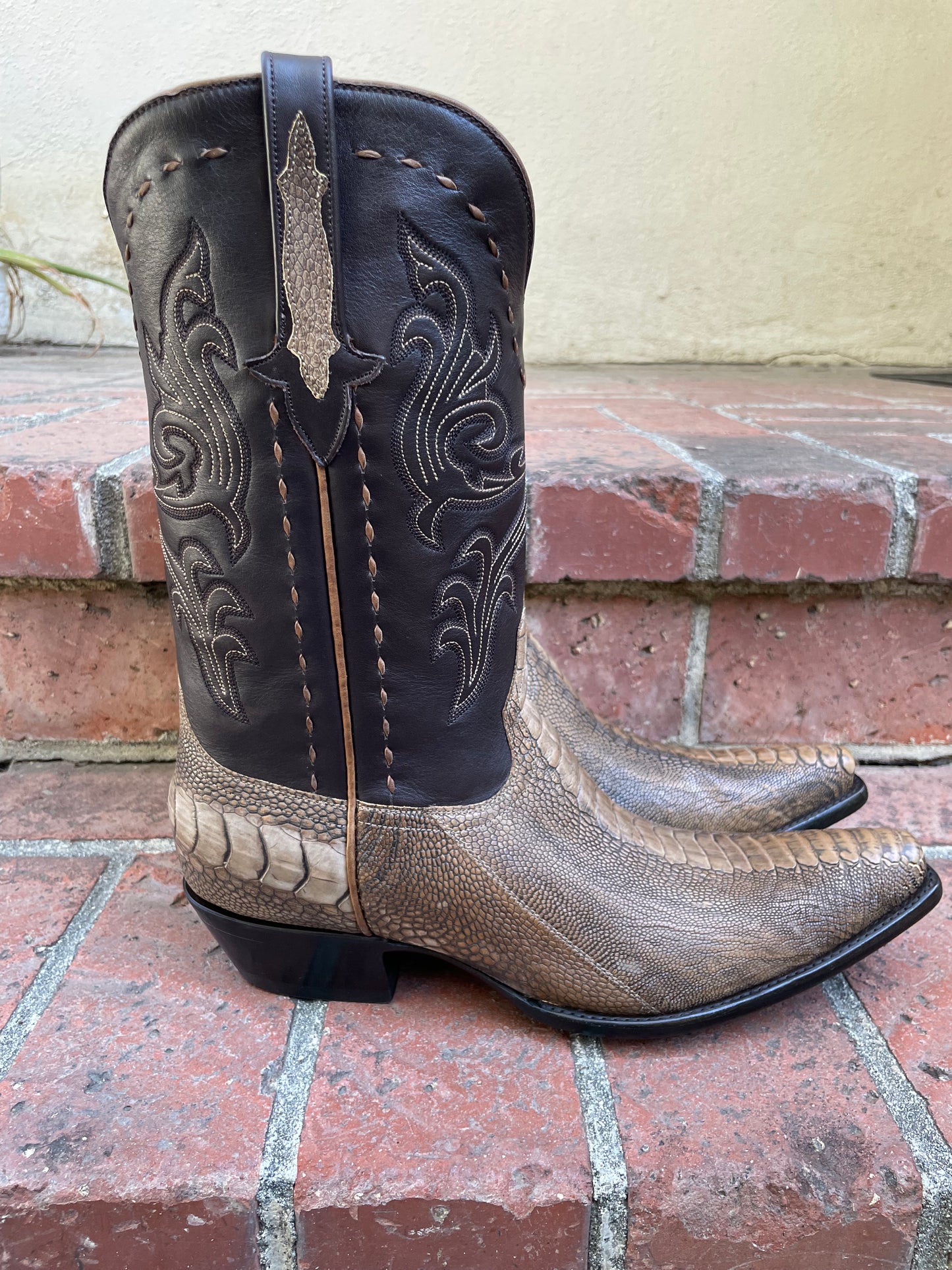 Antiqued Tan Ostrich Leg Western