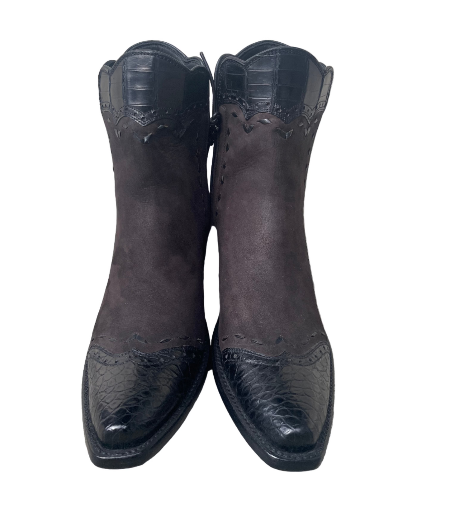 Espresso Nubuck with Noir Crocodile Trim Zip