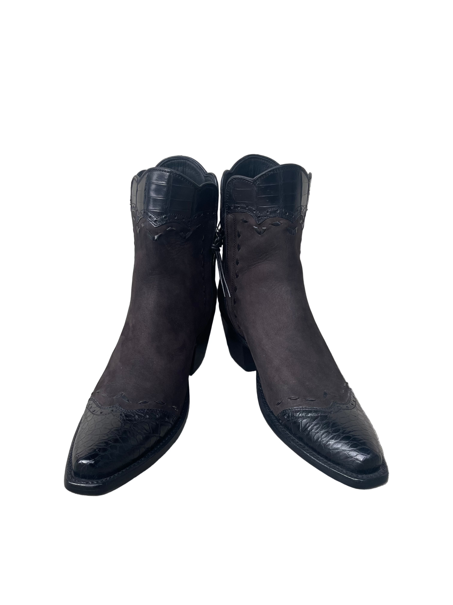 Espresso Nubuck with Noir Crocodile Trim Zip