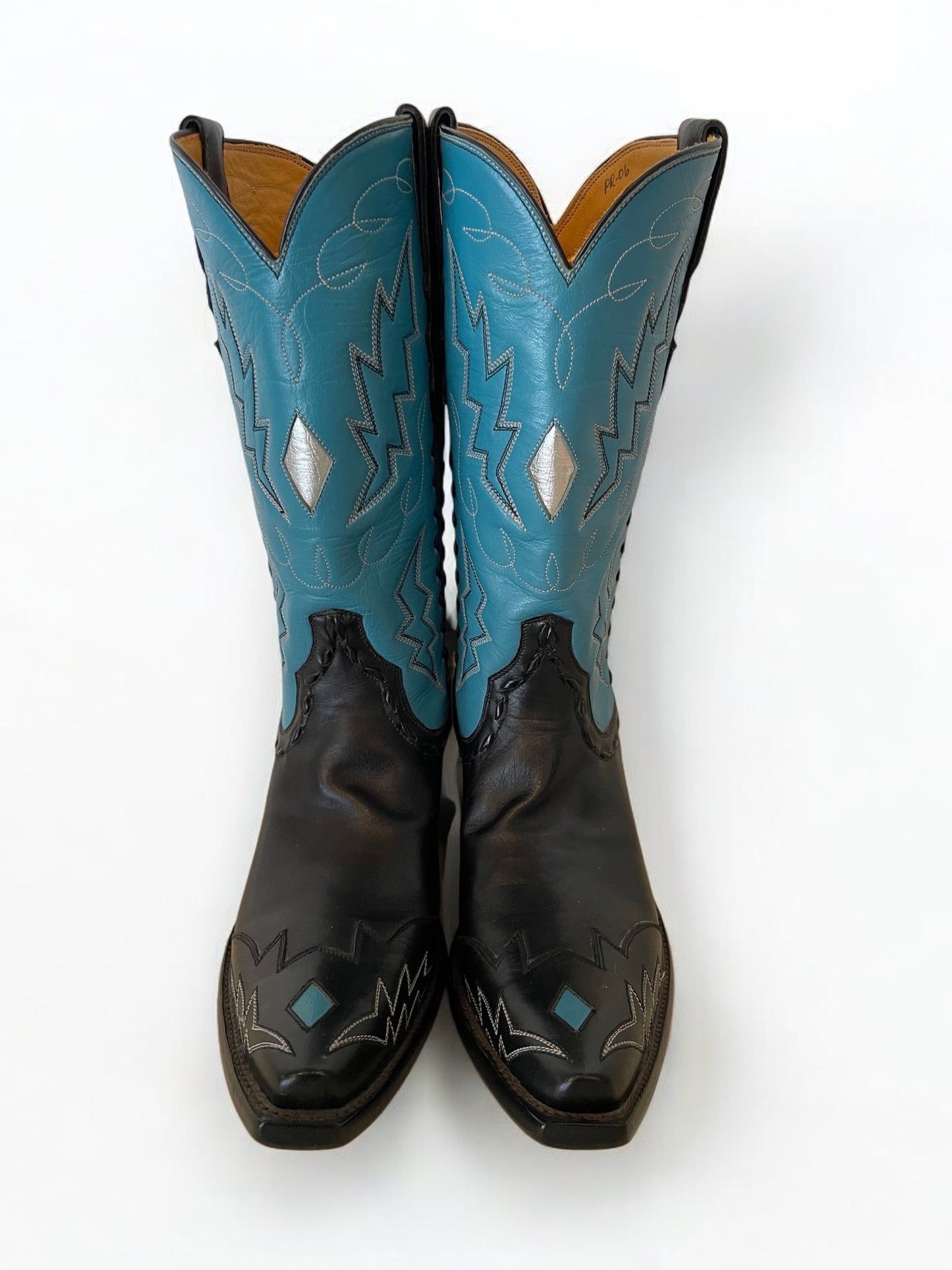 “Electric” Cowgirl in Turquoise and Noir Calf