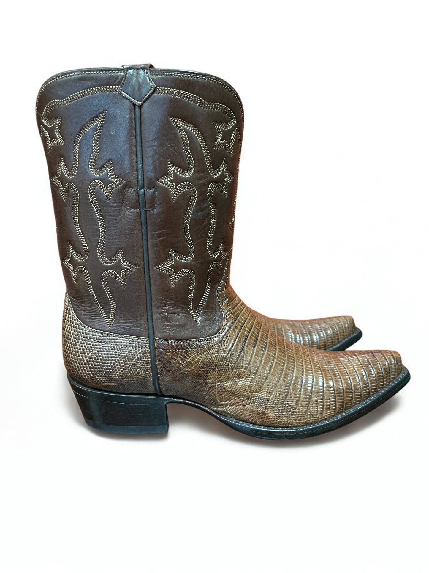 Antiqued Cafe Teju Lizard Cowgirl Boot