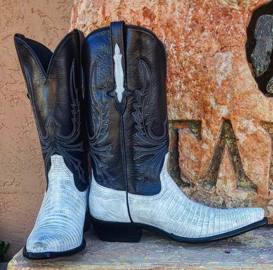 Antique Bone Teju Lizard Cowboy Boot